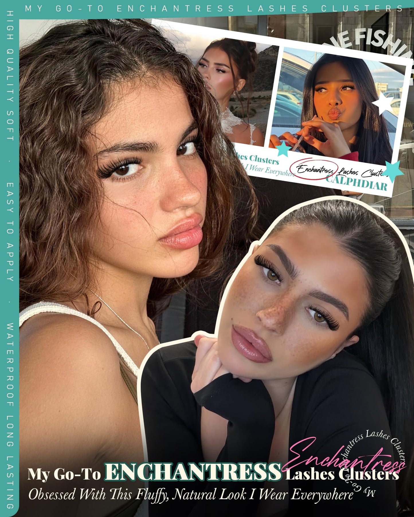 Enchantress Lash Clusters Volume Cluster Eyelash Extensions Wispy Eyelash Clusters 10-18mm Fluffy Individual Lashes Clusters D-Curly Eyelash Extension Soft Band Cluster Lashes DIY with Ease