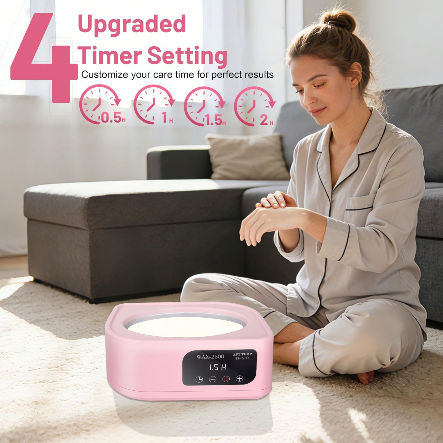 Yofuly Hand Wax Paraffin Machine for Arthritis, 3500ml Electric Digital Screen Paraffin Wax Warmer for Hands and Feet Treatment, Home Spa Paraffin Hot Wax Bath Moisturizing Kit with Timer, Pink