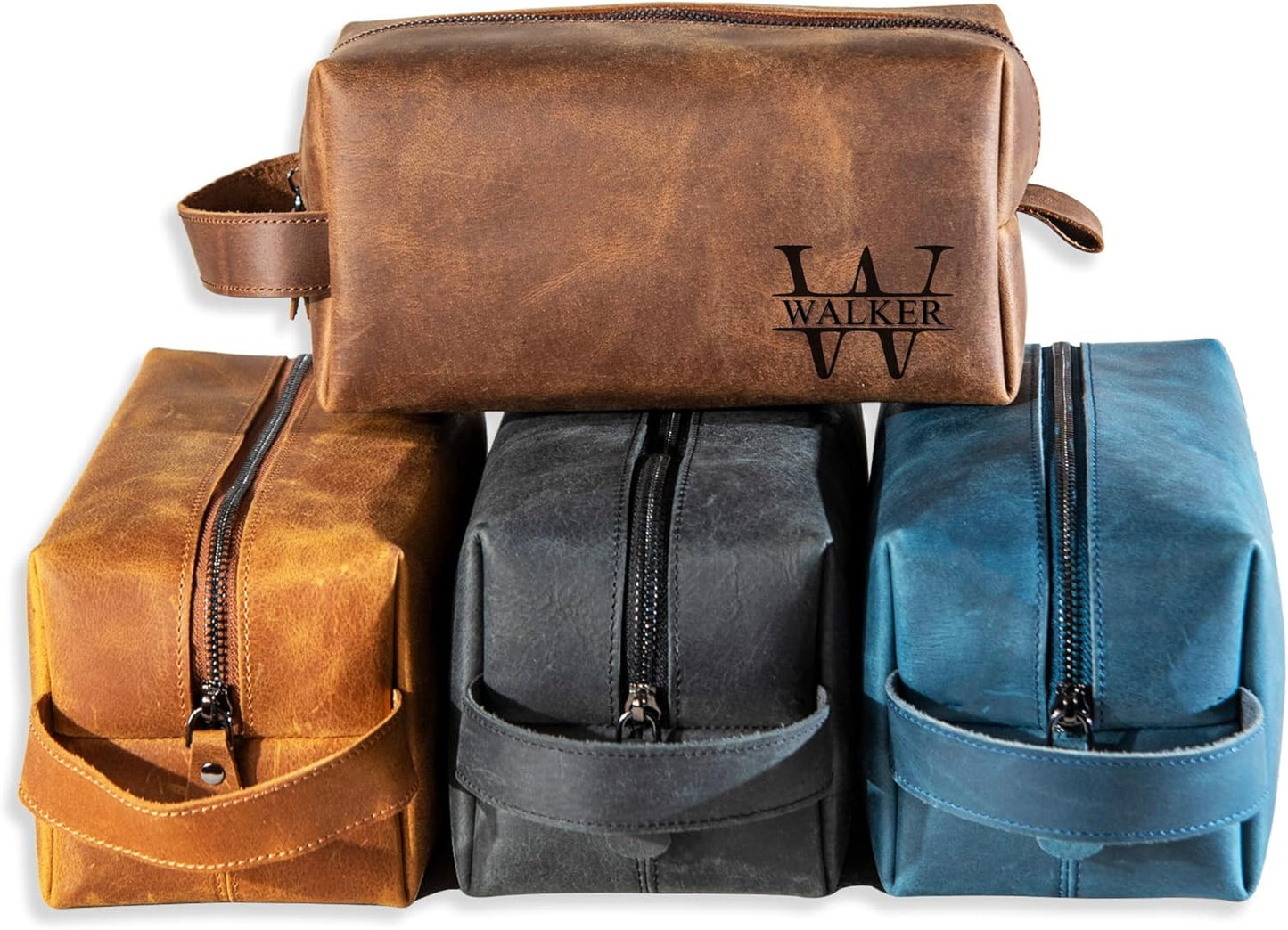 Personalized Leather Toiletry Bag - Custom Travel Dopp Kit for Men | Ideal Gift for Dad, Husband, Groomsmen