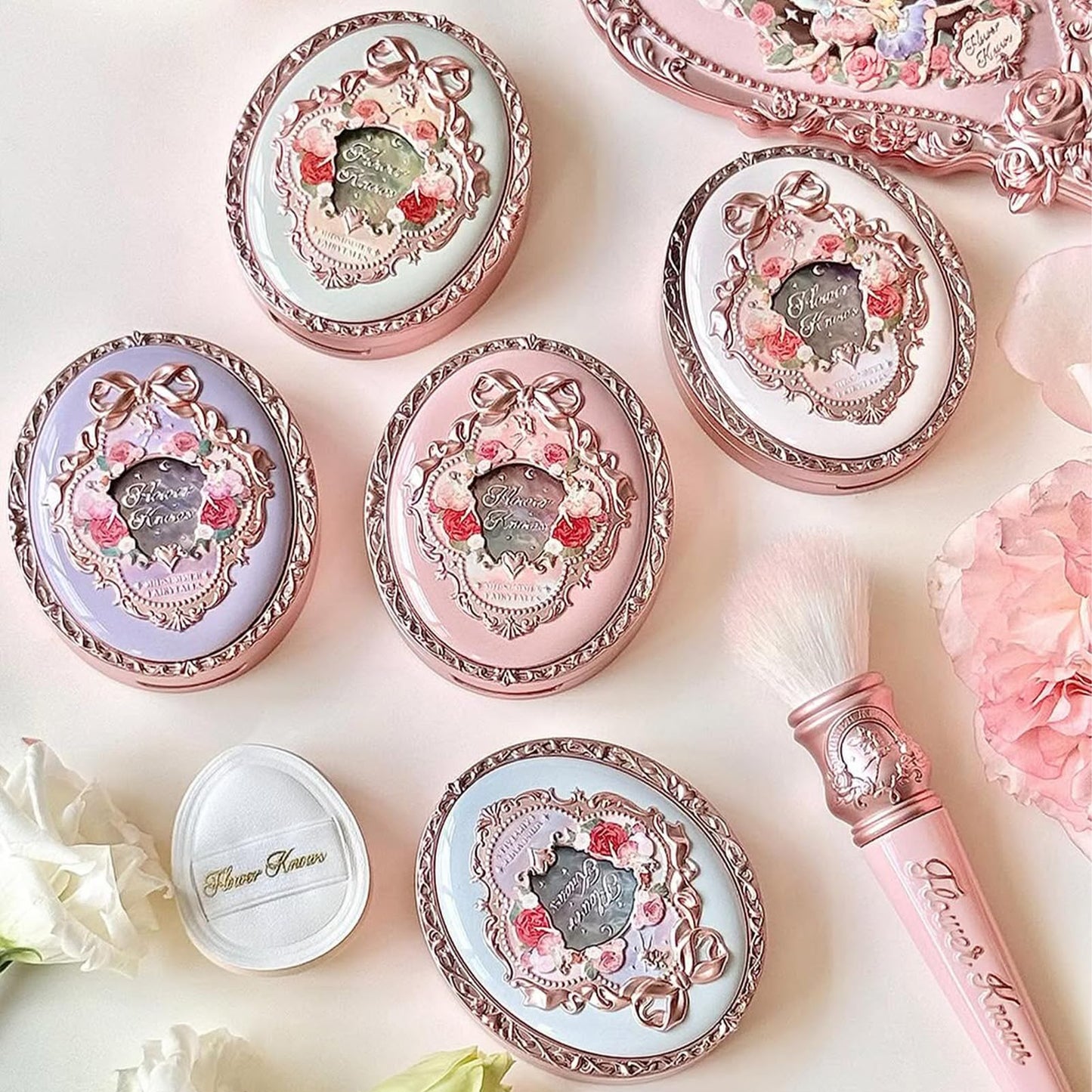 Flower Knows Midsummer Fairytales Velvet Embossed Blush,Taupe Nude Matte Powder Blush for Cheeks,Buildable & Blendable Face Makeup,Soft Long-Lasting Make Up for Women & Girls,0.17 Oz(05 Valley Lily)