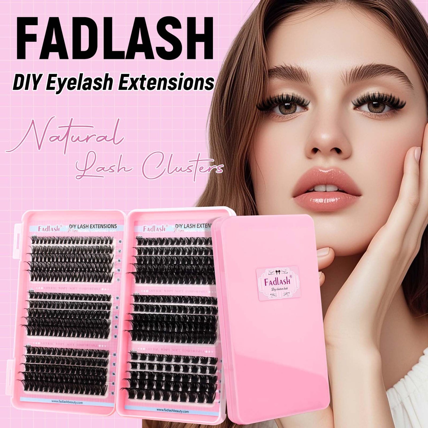 Lash Clusters Eyelash Extensions 40D+60D+80D+100D+150D+200D D Curl Fluffy Eyelash Clusters 10-18mm Natural Wispy Cluster Eyelash DIY Individual Lashes Extensions for Beginners by FADLASH