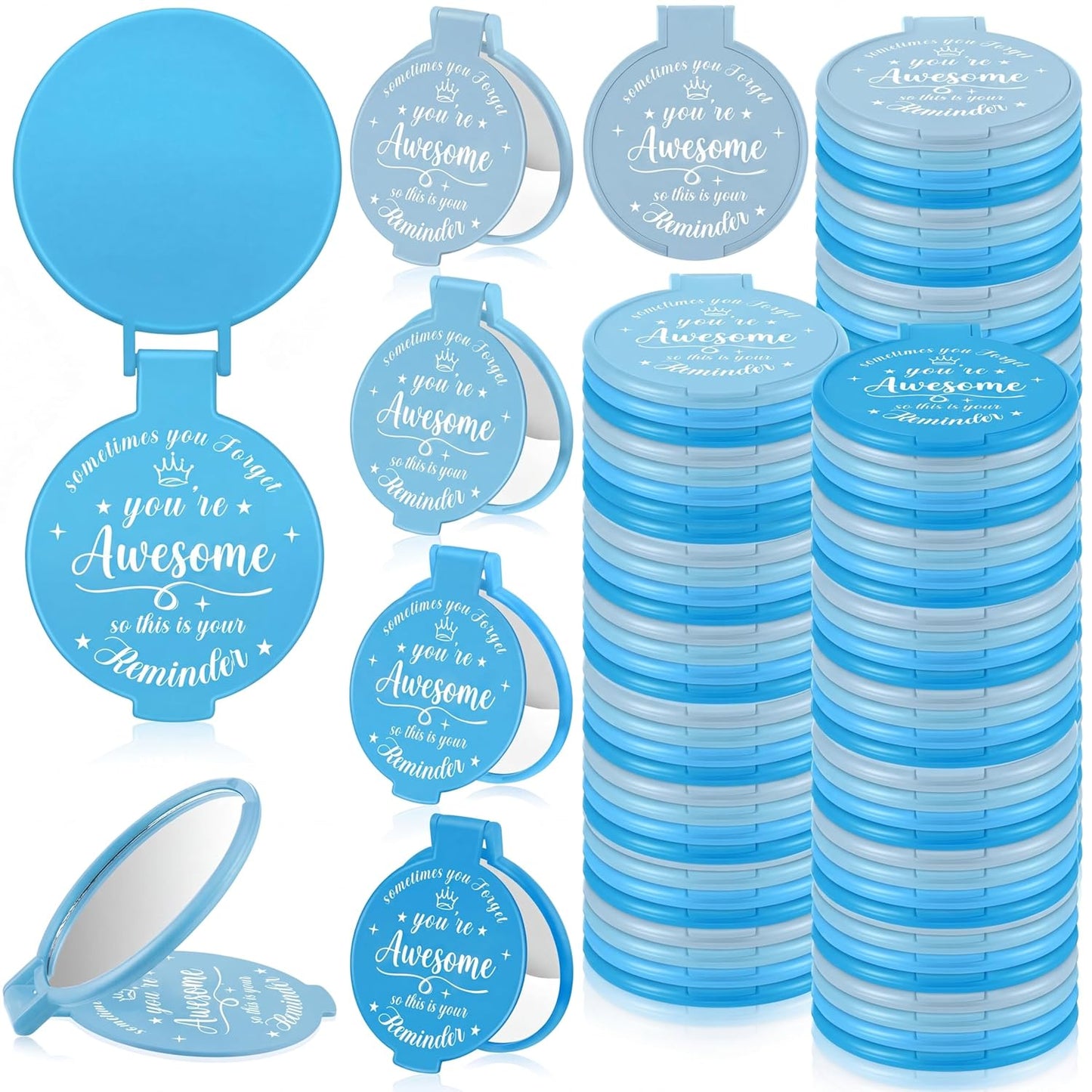 Inspirational Compact Mirror Set - 36 Pcs 2.76 Inch Mini Mirrors | Perfect Galentine's Day Gifts for Women