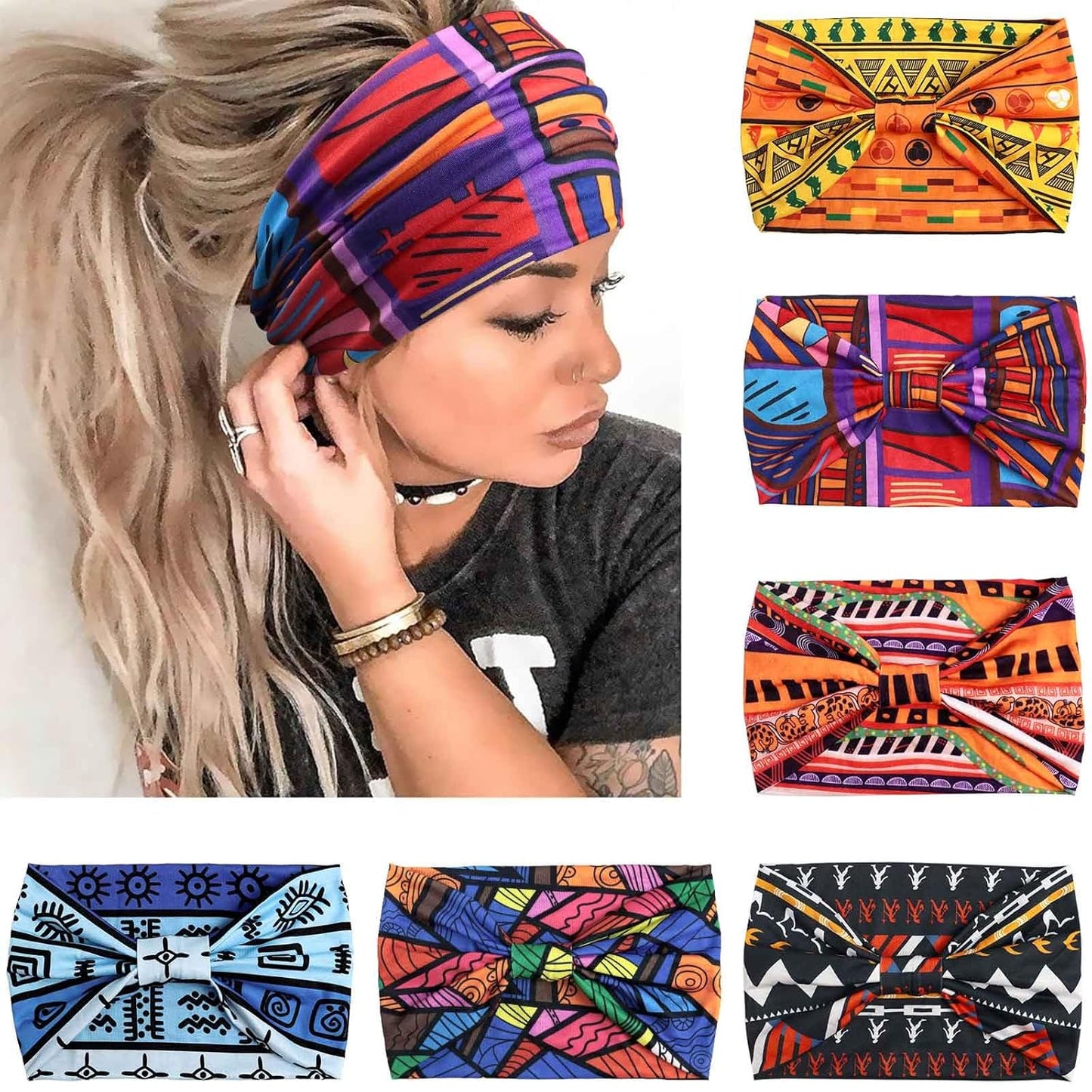 Wide Headbands for Women - No Slip Knotted Turban Hair Accessories | Dark Green Boho Style