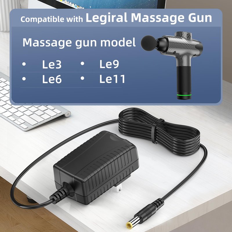 TEVSINPO 24V 1A Replacement Charger Compatible with Legiral Le3 Le6 Le9 Le11 Portable Massage Gun AC DC Adapter