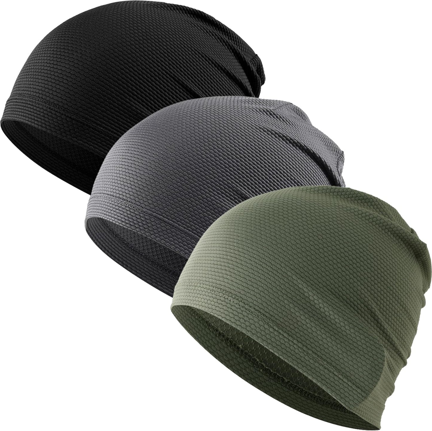 WTACTFUL 3-Pack Cooling Skull Caps - Breathable 3D Mesh Running Hats for Men & Women | Summer & Winter Use