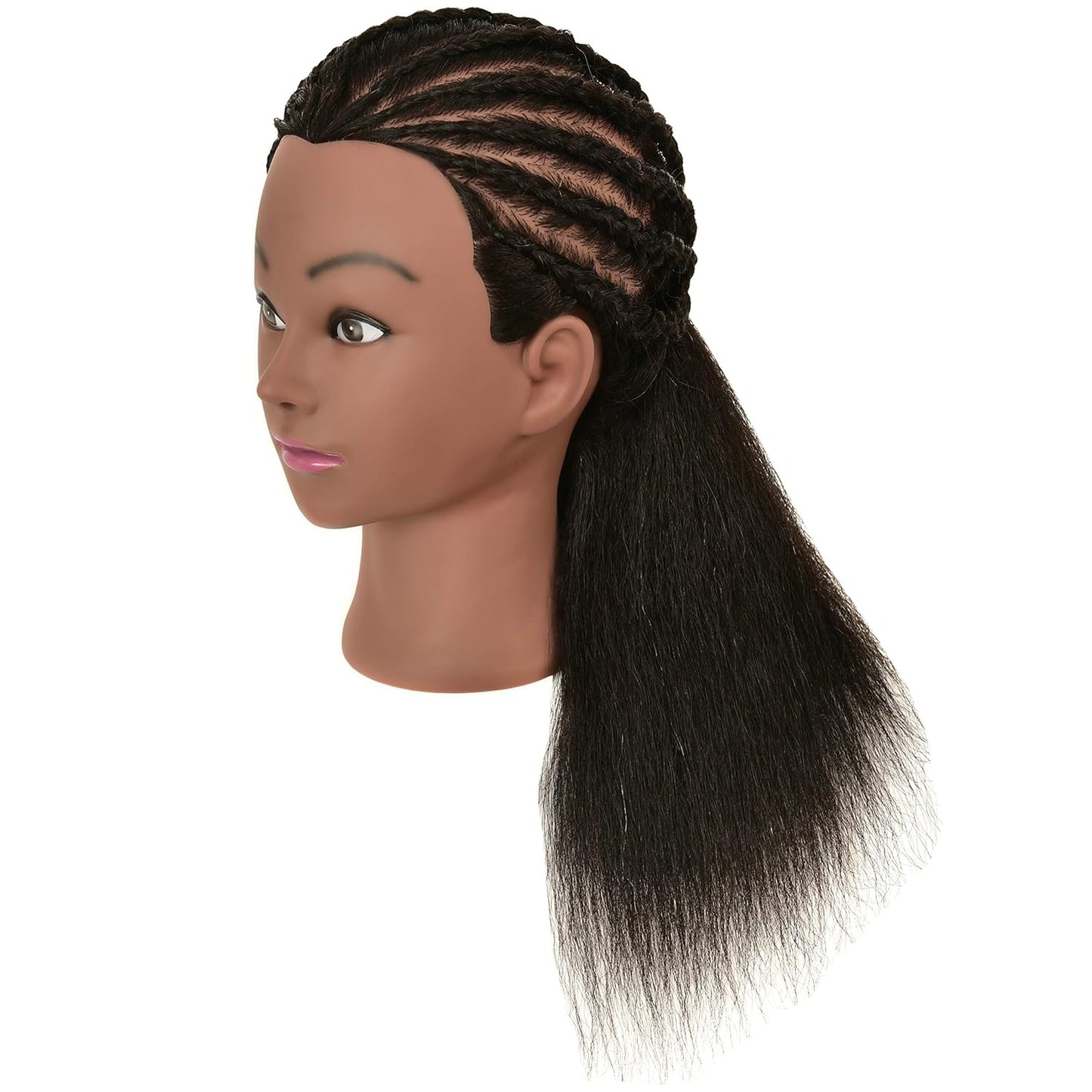 Human Hair Mannequin Head - Realistic Styling Practice Doll with Stand for Cosmetology | Ideal for Braiding & Hairdressing