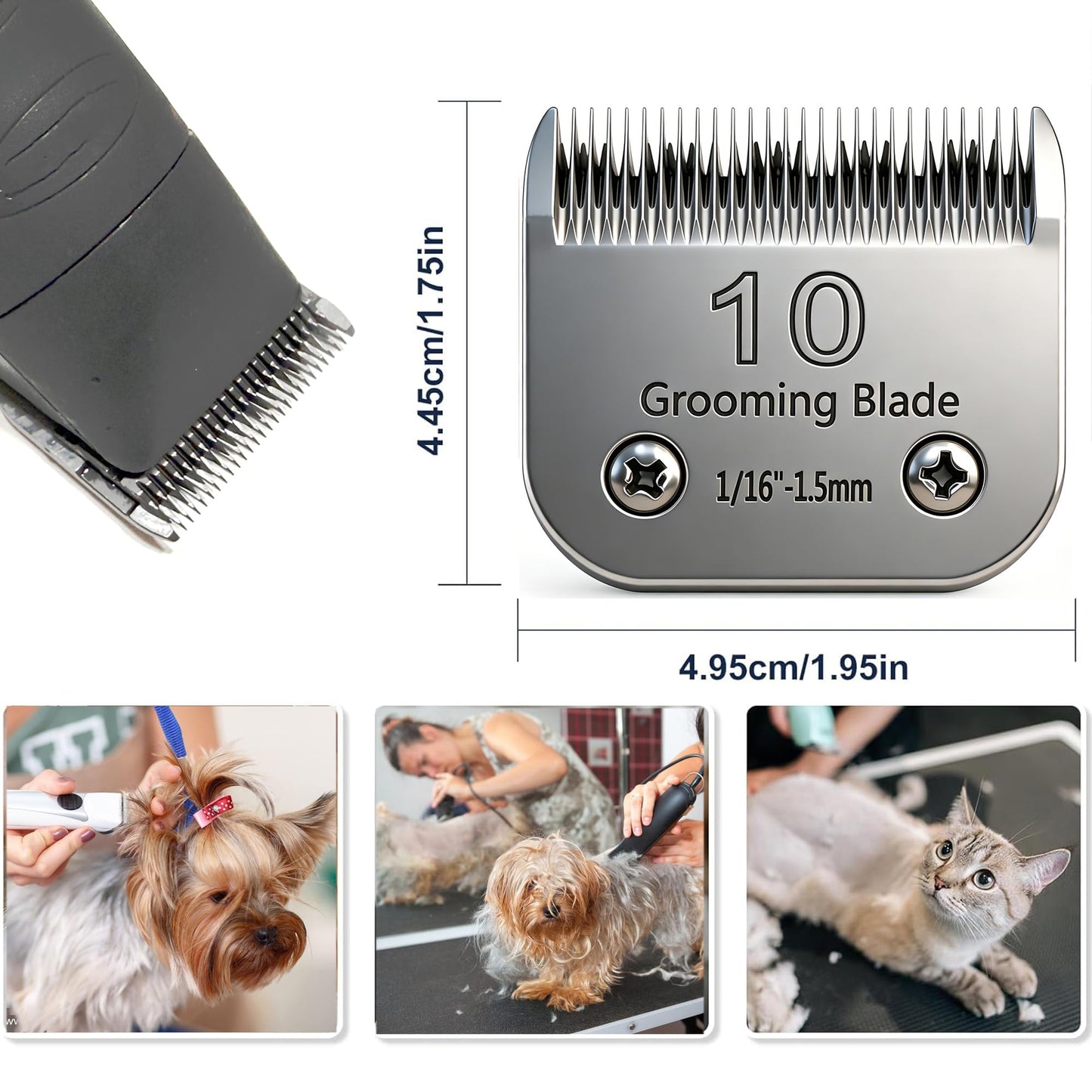 OwnLifeYF 10# 1.5mm and 7FC 3.2mm Clipper Blades Pet Grooming Clipper Replacement Blades Detachable Blade Compatible with andis/wahl/Oster Dog Clippers