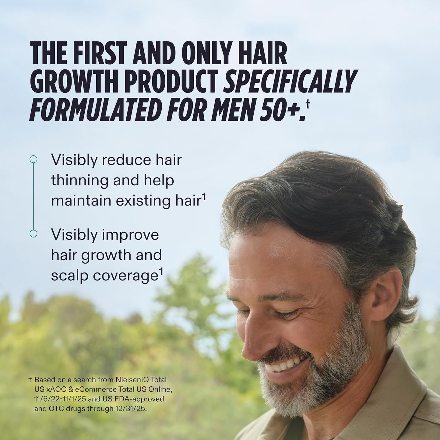 Nutrafol Men 50+ Hair Growth Supplements - Clinically Tested for Thicker Hair | 1 Month Supply, Refill Pouch