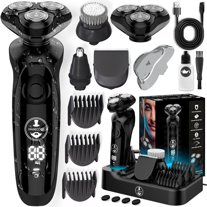 MANECODE® Electric Razor for Men - Shaver with Floating 8 Contouring Technology® and IQ Cleaning Sensor® (Charging Station)