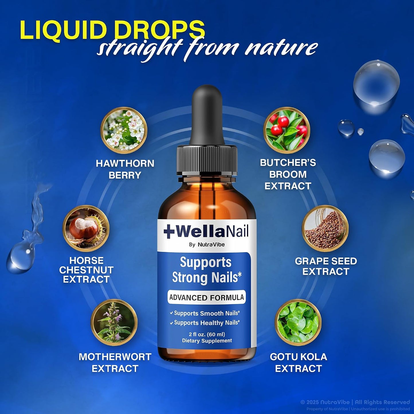 WellaNail Drops - Premium Nail & Foot Care Formula with Natural Ingredients | Supports Healthy Nails & Hydration - 30 Servings