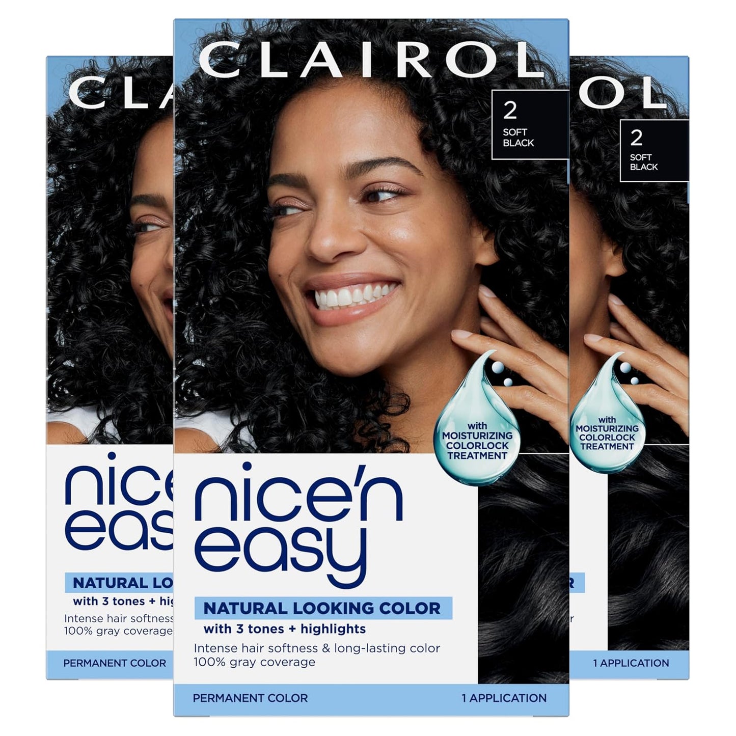 Clairol Nice'n Easy Permanent Hair Dye - Blackest Black | 100% Gray Coverage & Long-Lasting Shine | Single Pack