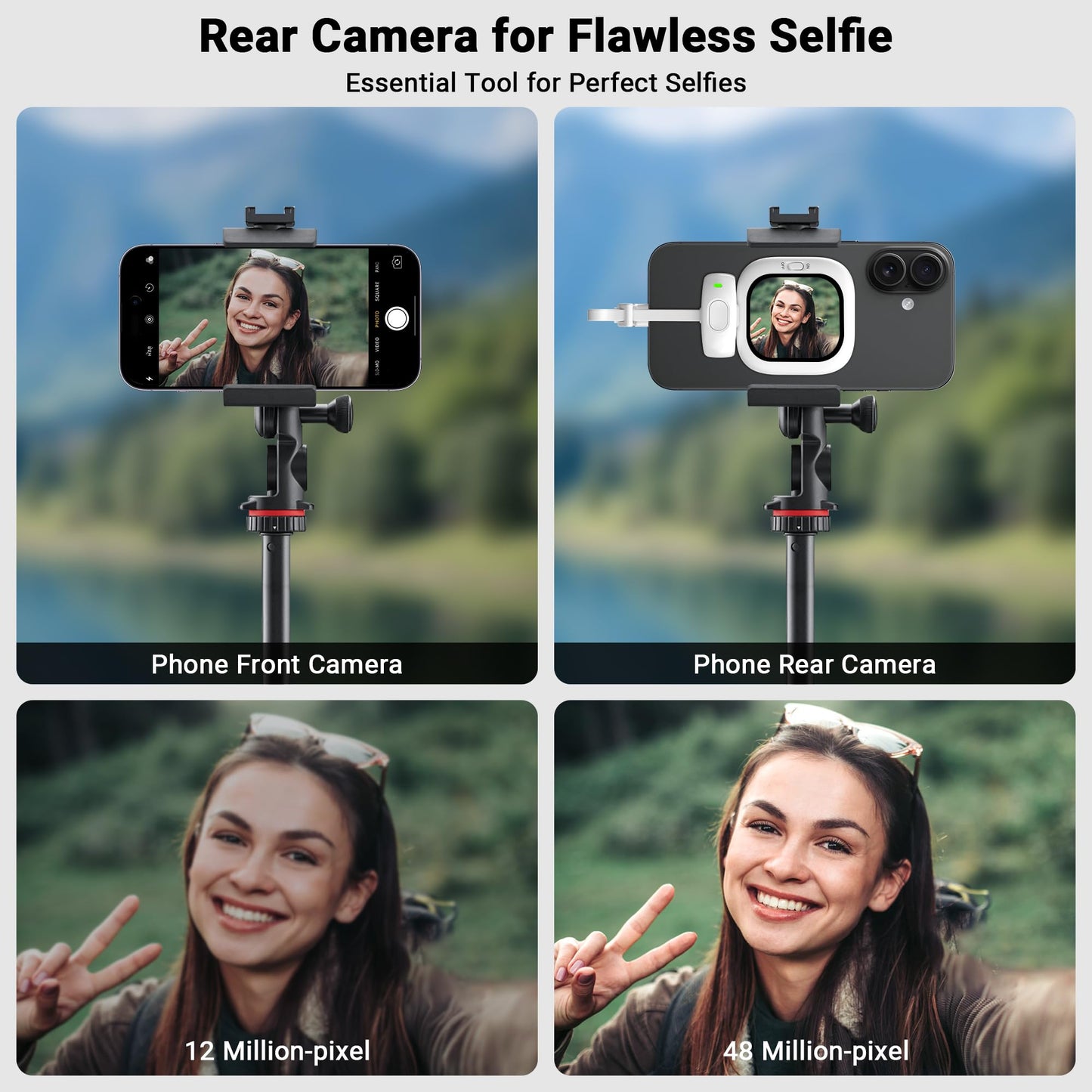 Founist Vlogmate Mini Phone Vlog Selfie Monitor Screen, Phone Holder Clip Mount for Rear Camera Selfies/Vlogging/Live/TikTok,Selfie Screen Compatible with iPhone Back Camera Monitor Screen