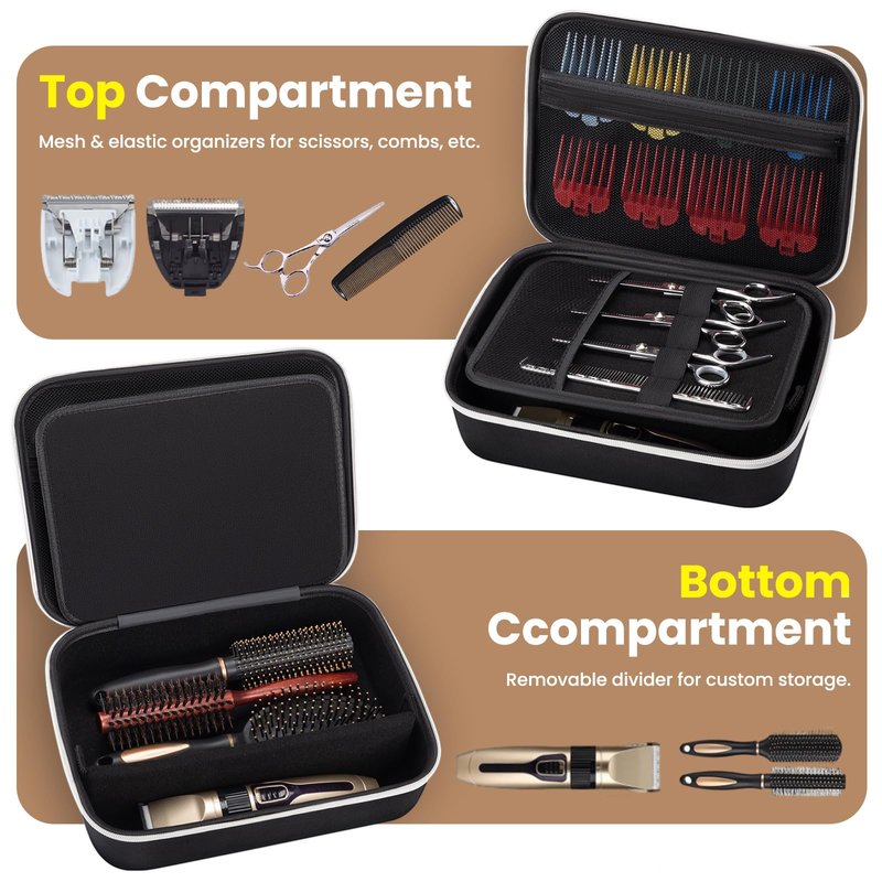 Noverlife Large Hard Clipper Case for Barbers, Portable Hair Cutting Barber Supplies Organizer Bag, Mens Trimmers Box, Hair Salon Carrying Bag for Men Razor Guard Grooming Kits Storage