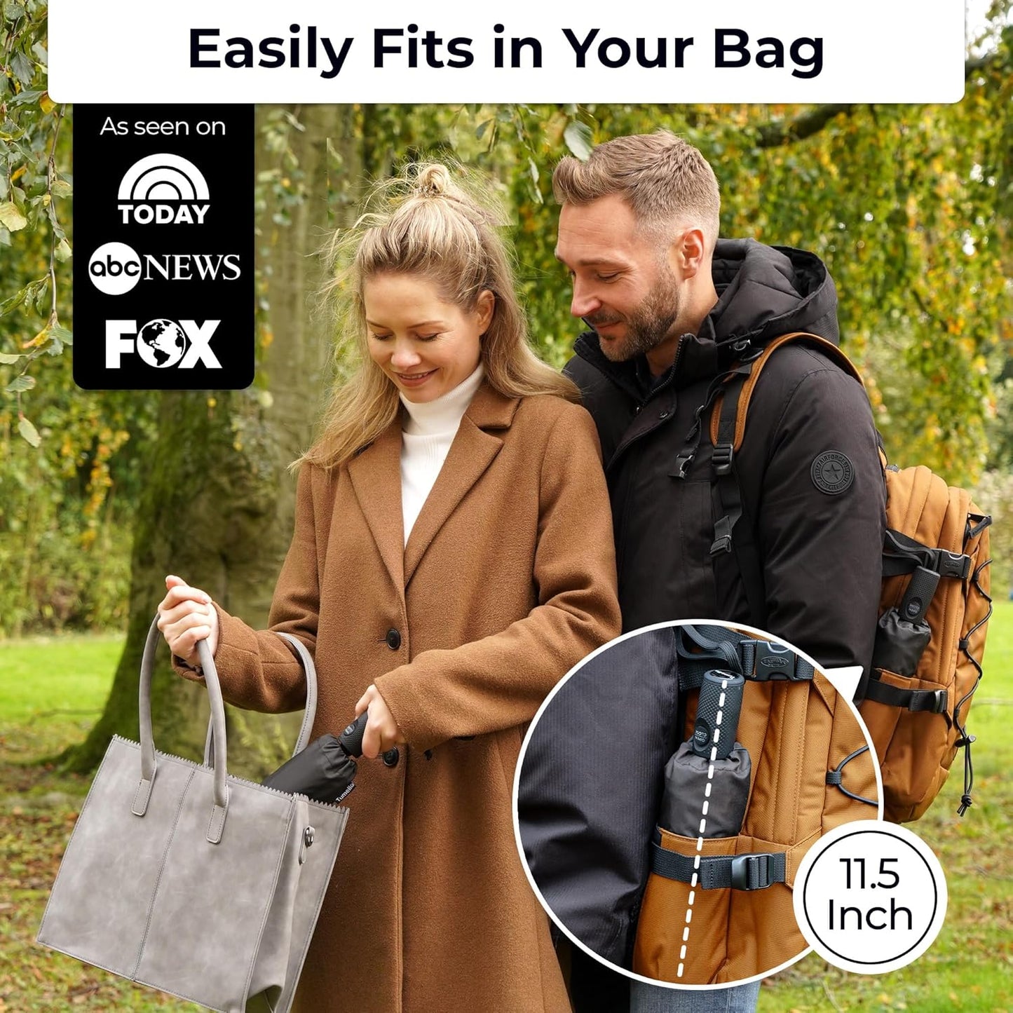 Strongest Windproof Travel Umbrella - Compact, 100MPH Tested | Lightweight, Automatic Folding, One-Handed Use