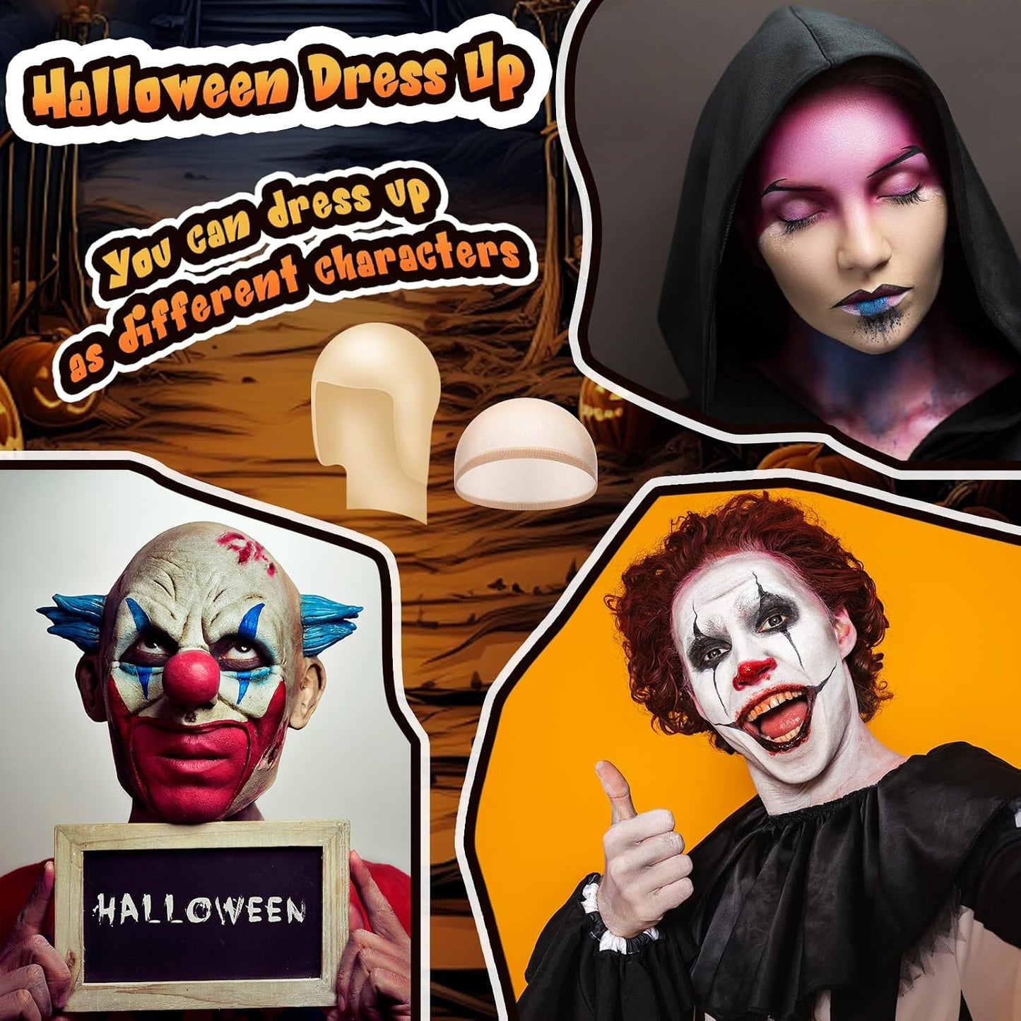 Bald Cap for Halloween | Nylon Wig Cap for Makeup & Cosplay - Unisex, Comfortable Fit