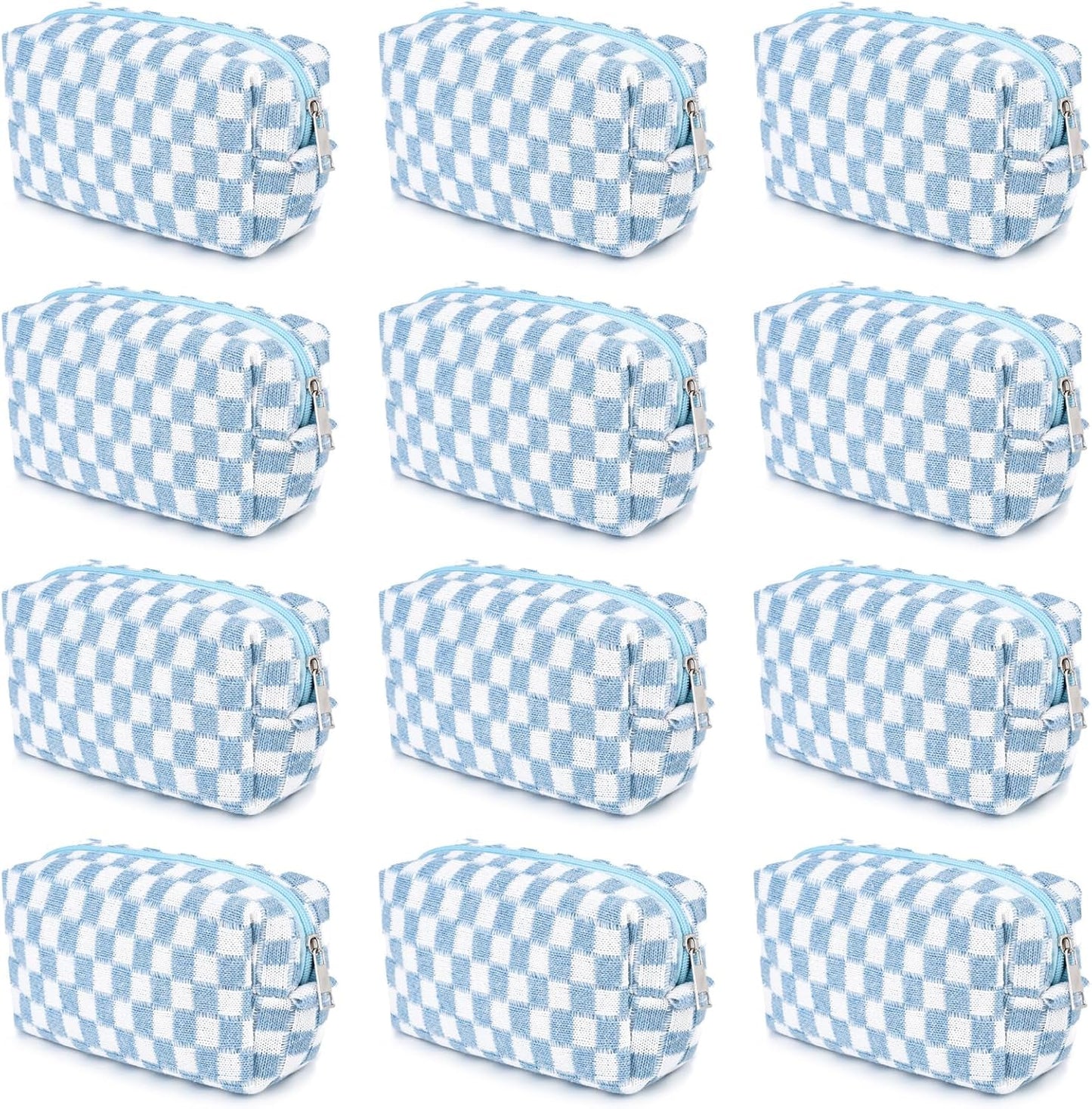 Bridesmaid Proposal Gifts - 6PCS Corduroy Blue Makeup Bags | Wedding Party Favors & Toiletry Organizers