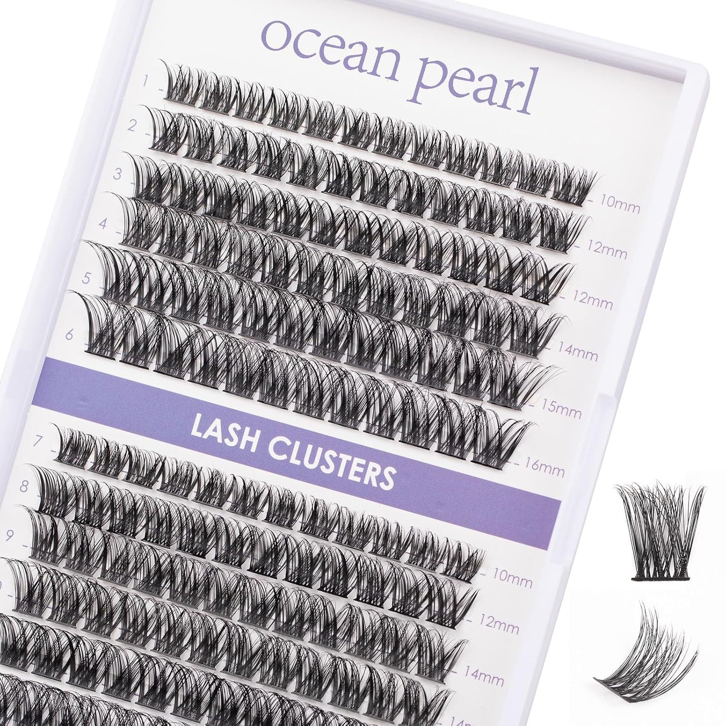 Ocean Pearl Lash Clusters - 320 Pcs 11-20mm Eyelash Extension Kit | 40D, 50D, 100D with Adhesive & Tweezers