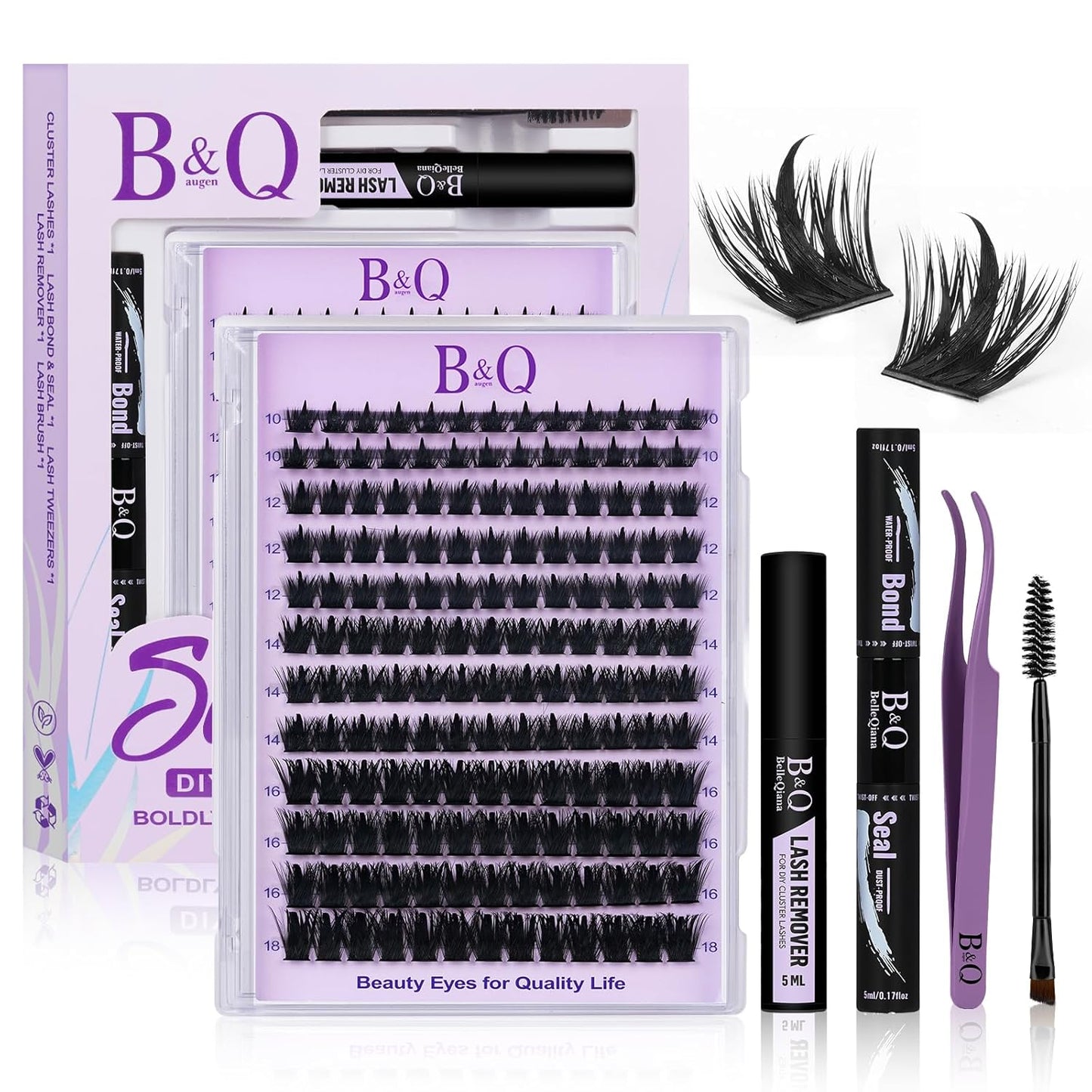 Manga Lash Clusters Kit - 156pcs Fluffy Eyelash Extensions 10-18mm | Easy DIY for Beginners