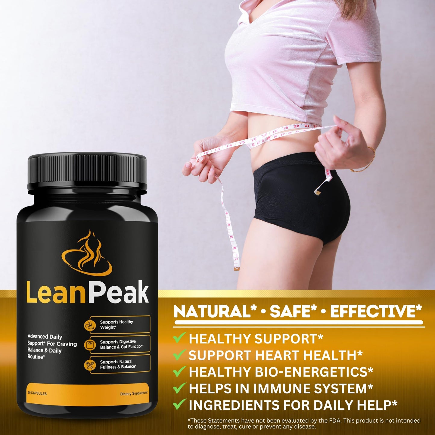 Original Lean Peak Advanced Pills Capsule, Advance Premium Official Leanpeak Formula, Natural Ingredients for Overall Health & Balanced Healthy Lifestyle | 60 Capsules Each Bottle (Pack of 5)