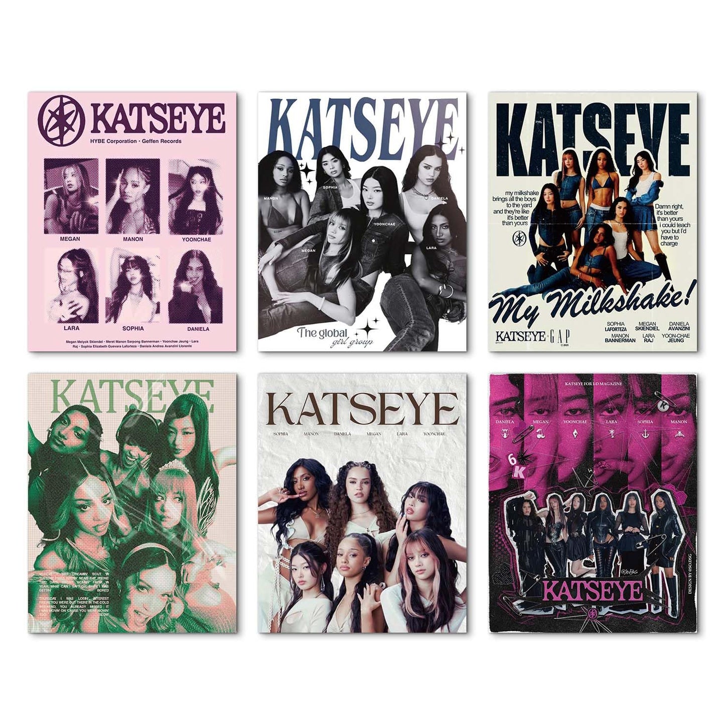 TUOCYERD Katseye Merch Poster Set of 6 Katseye Birthday Decorations for Room Aesthetic Music Wall Art for Teens Room Decor Gifts (8x10 Inch Unframed)
