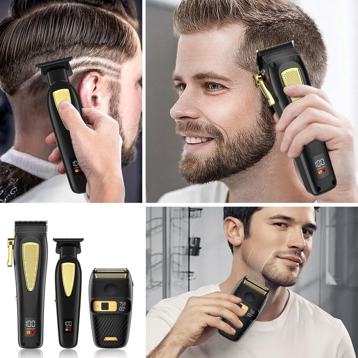 Cordless Hair Clippers for Men - Professional Grooming Kit with Foil Blade Shaver & Zero Gapped Trimmer | Perfect Gift for Him