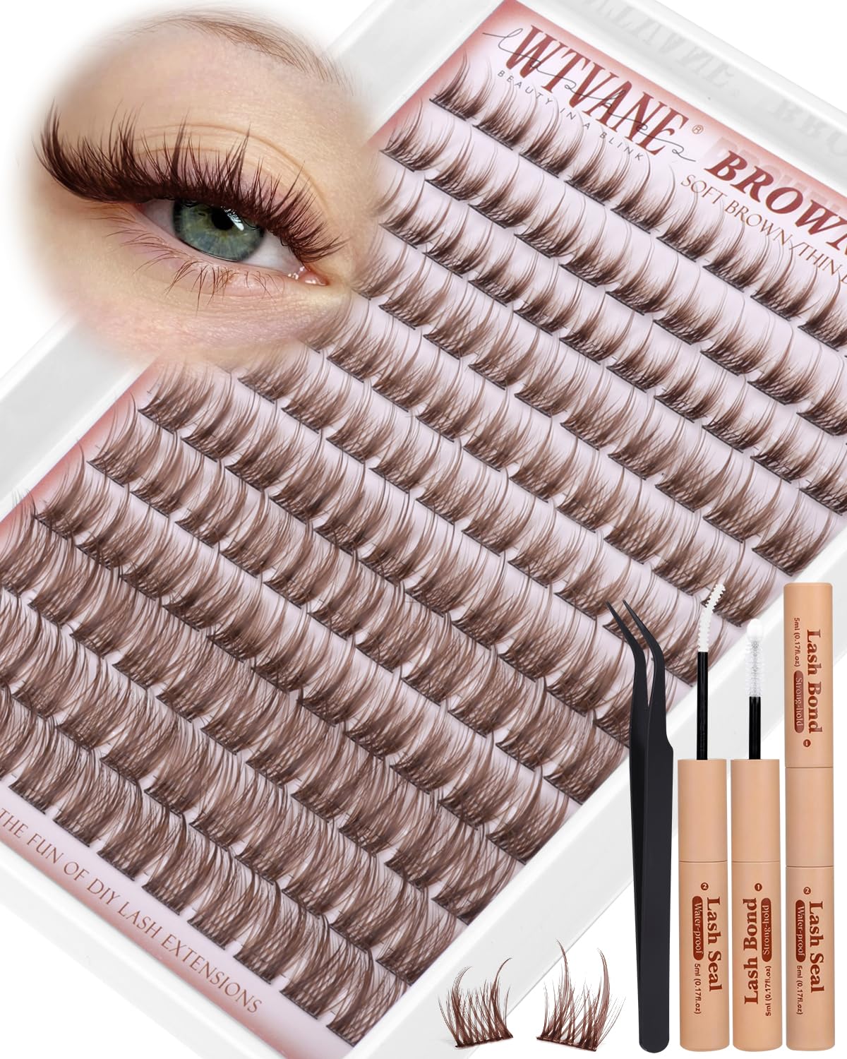 Brown Lash Clusters - Spiky 8-14mm Manga Eyelash Extensions | Wispy Bunny Individual Lashes