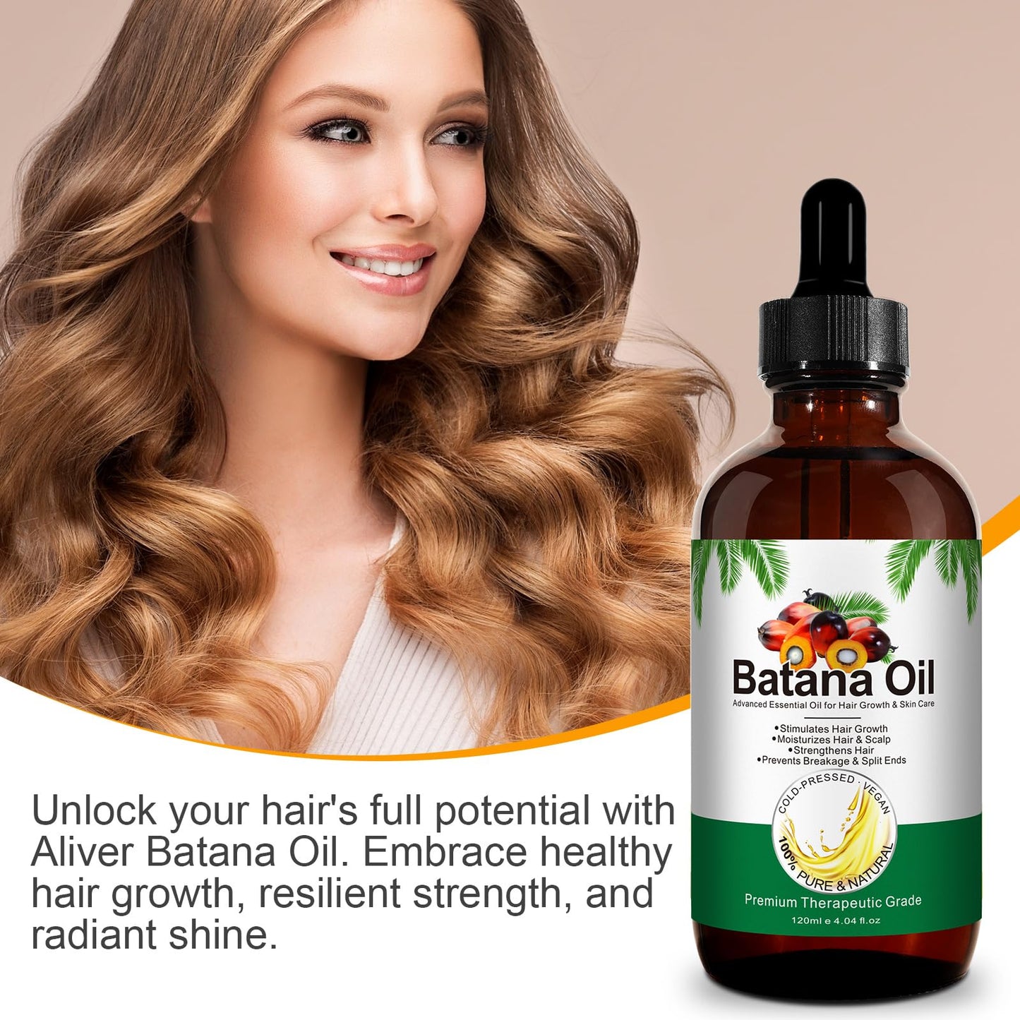 Dvoevivh 100% Cold-Pressed Batana Oil – Pure Hair Growth & Repair Oil, 4.04 Fl Oz | Natural & Chemical-Free Deep Nourishing Treatment for Scalp, Split Ends & Dry Hair