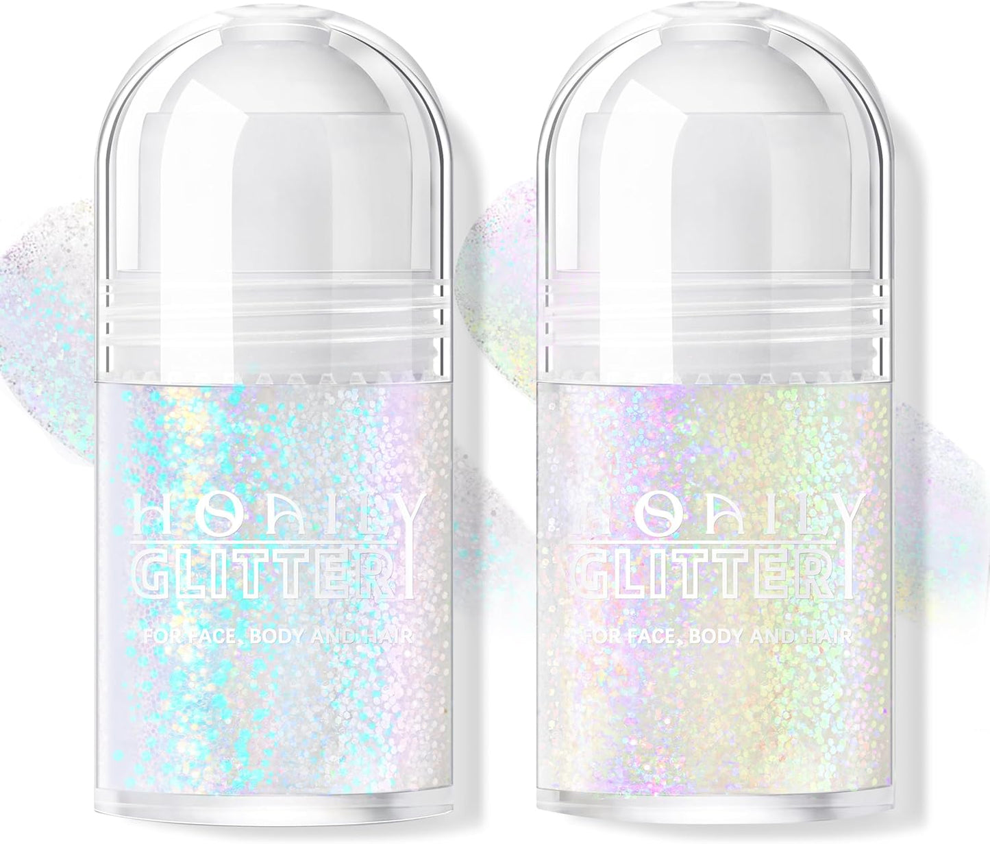 Holographic Glitter Gel - Roll-On Body Shimmer for Face & Hair | 2 Colors: Golden Ocean & Neon Violet