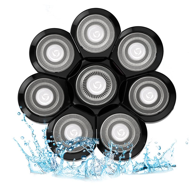 Electric Shaver Replacement Heads 8D - 8 Blades Head Shaver Black Replacement Universal Stainless Steel Rotary Blade Refills for Bald Head Razor for Men (8 Heads Black)