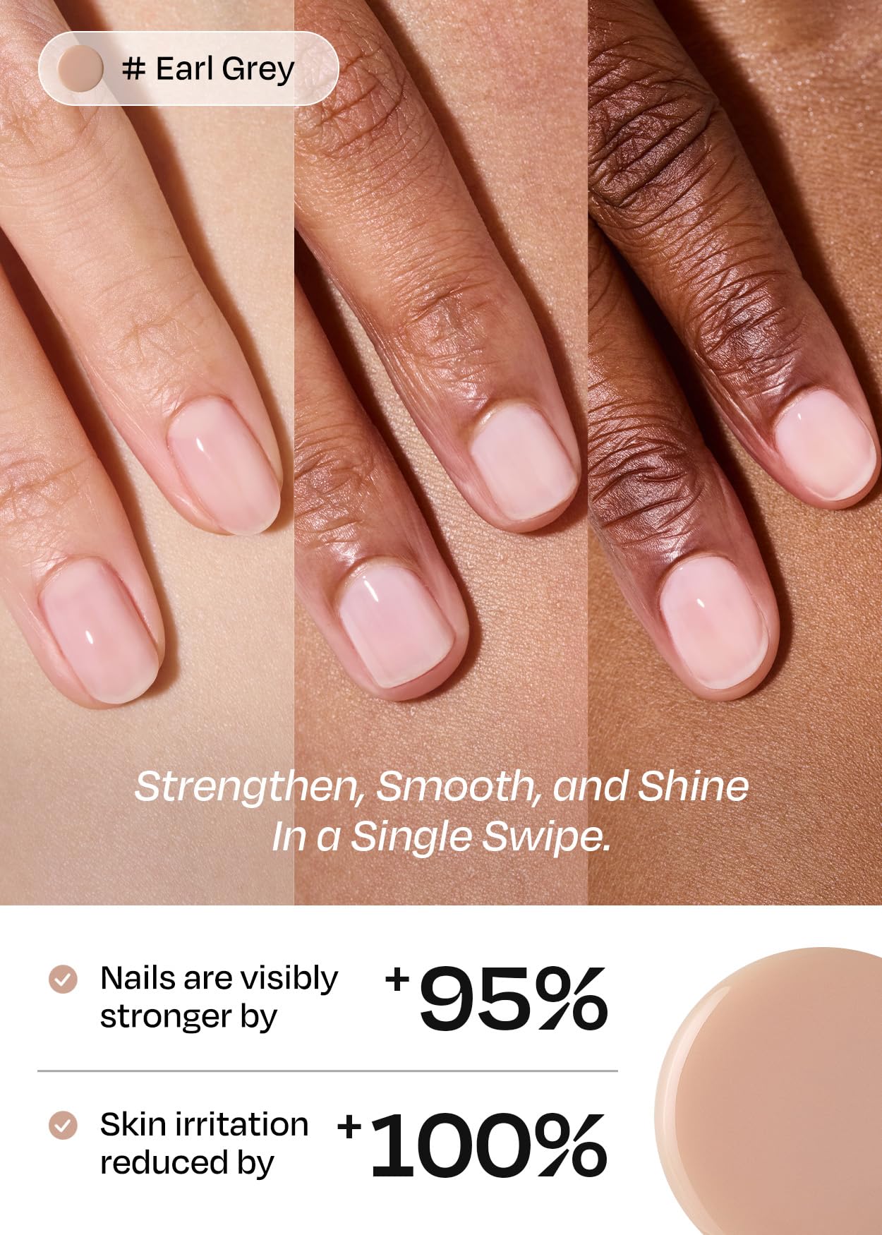 ohora Nail Strengthener – Earl Grey | Tinted Nail Concealer | Nail Hardener for Weak, Damaged Nails | Nail Care Polish with Glossy Finish | Milk-Syrup Formula, 15 mL