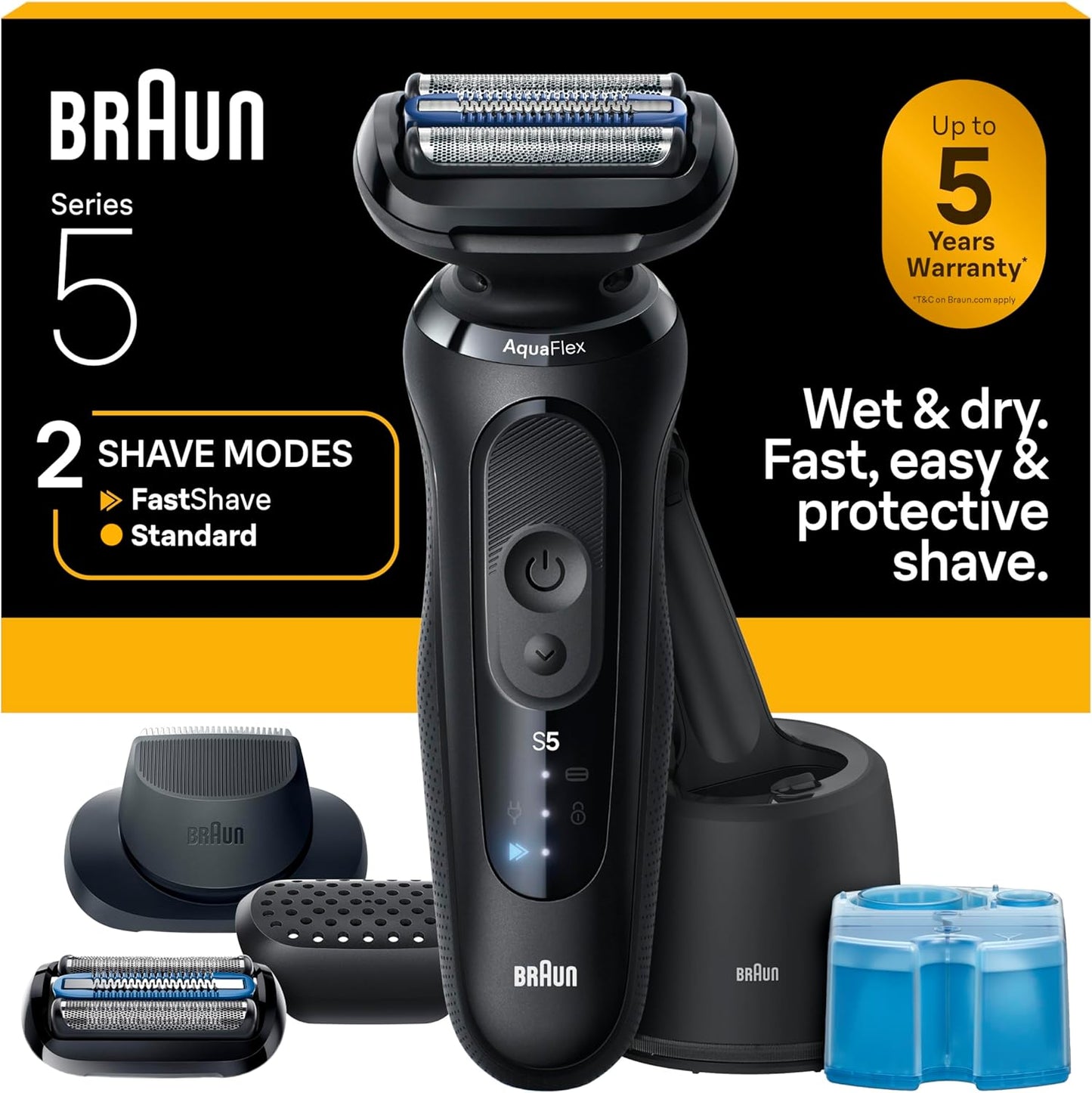 Braun Series 5 Electric Shaver for Men - Wet & Dry Foil Razor with Precision Trimmer | Black 5165ps
