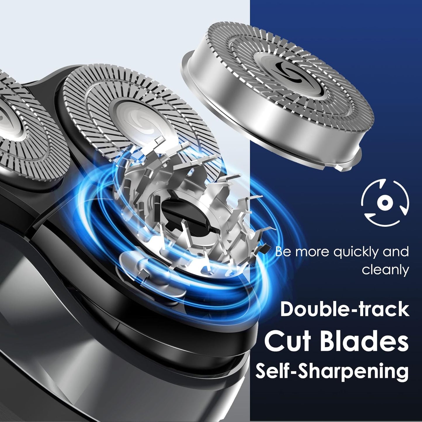 Rechargeable Electric Shaver for Men - IPX7 Waterproof Rotary Razor with 4D Floating Head | Travel-Friendly, Cloudy Grey