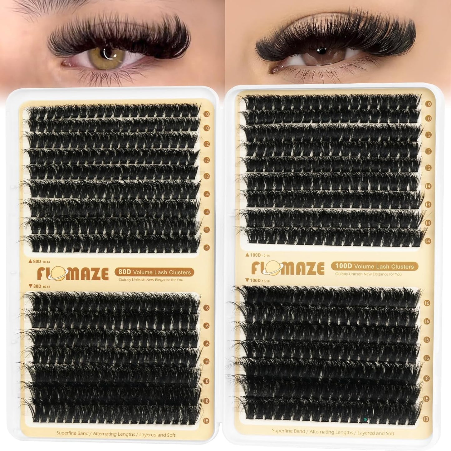 Lash Clusters - 30D to 100D Wispy Eyelash Extensions | DIY Natural Look, 8-16mm, 708 Pcs D Curl