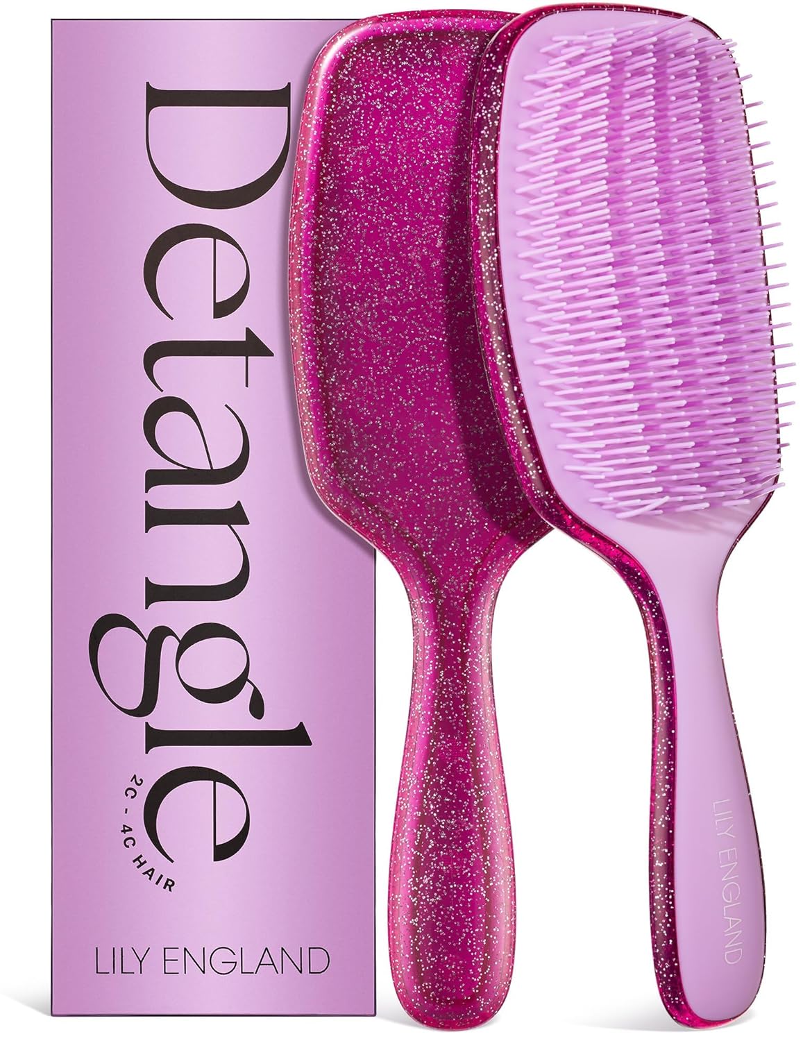 Lily England Detangling Brush - Pain-Free Styling for Curly Hair | Flexible Bristles, Rose Gold Design