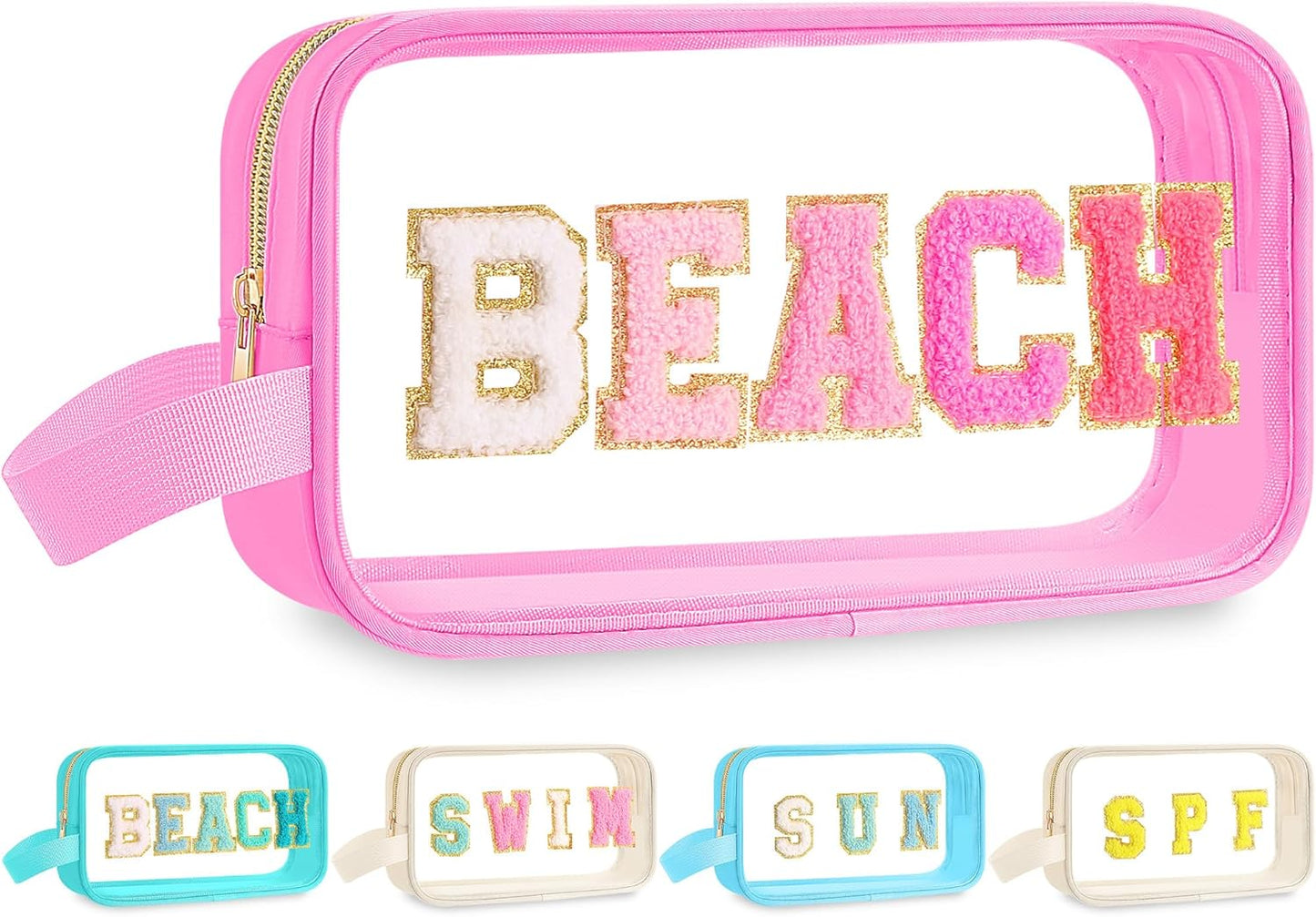 Teacher Survival Kit Bag - Waterproof Clear Makeup Pouch with Chenille Letters | Perfect Gift for Women