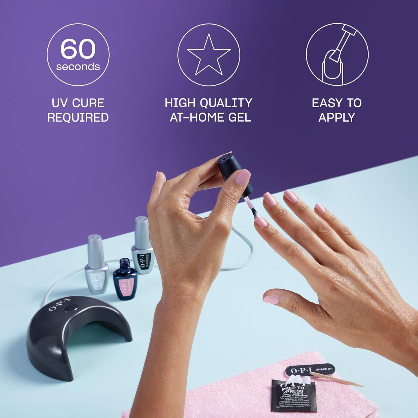 OPI GELement Gel Nail Polish System - DIY Salon Quality Kit with LED Lamp, Base & Top Coat | Assorted Colors