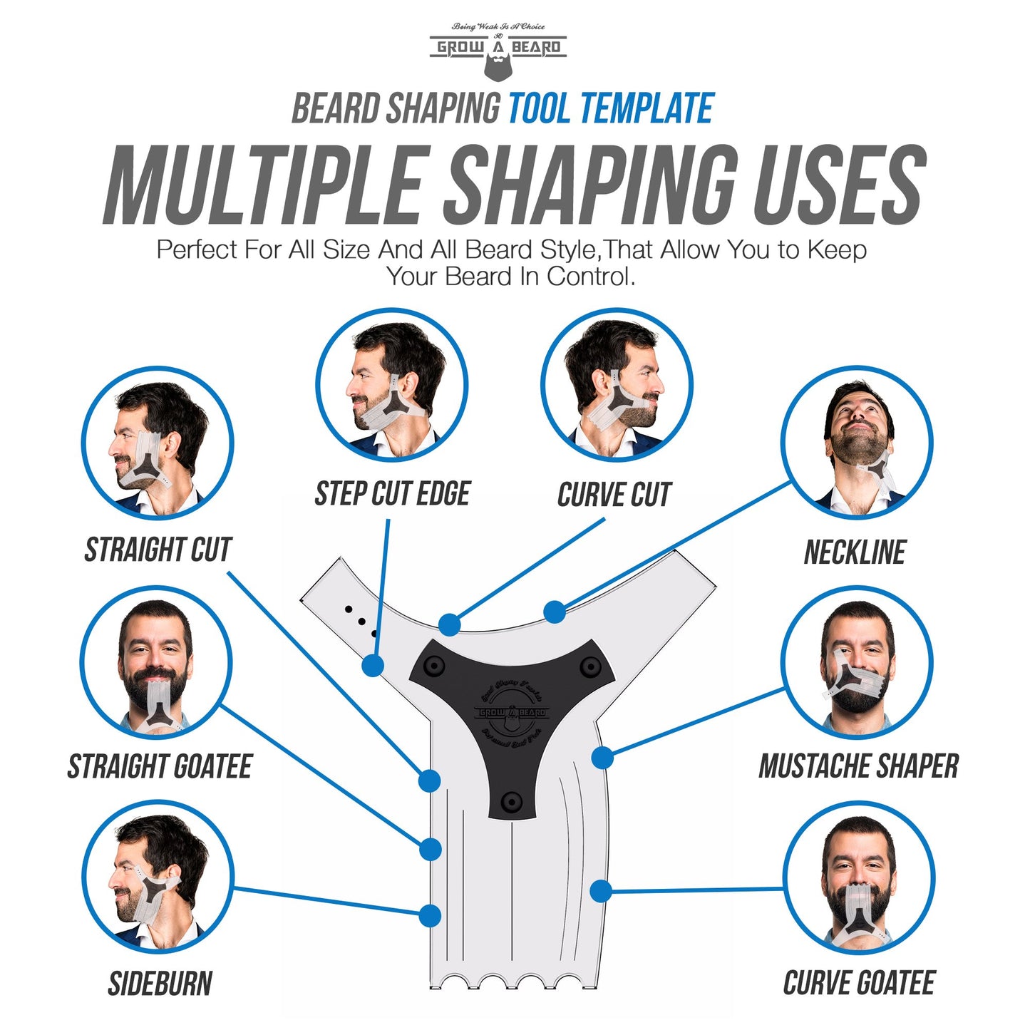 Beard Shaper & Barber Pencil, Beard Lineup Tool, Great Beard Guide Shaping Tool for Men, Beard Lineup Guide Template Thats Perfect for Styling and Edging, With Beard Comb