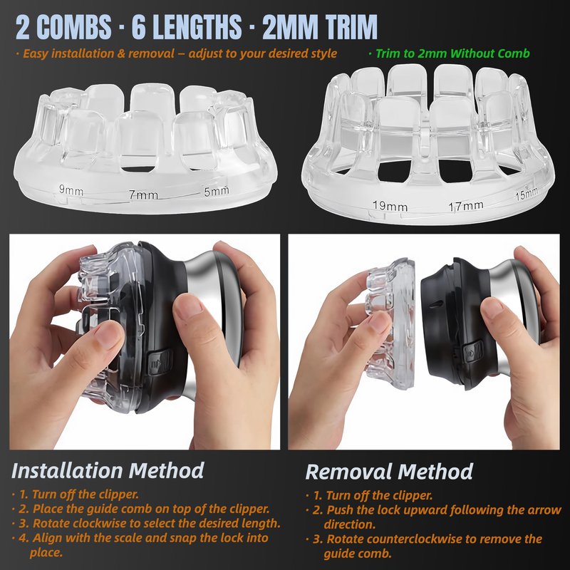 Hawiafo Self Hair Clippers for Men Cordless Electric Haircut Kit Professional Waterproof Automatic Circular Hair Trimmer with LED Display Easy Self Haircut Grooming Clippers for Male Family Use