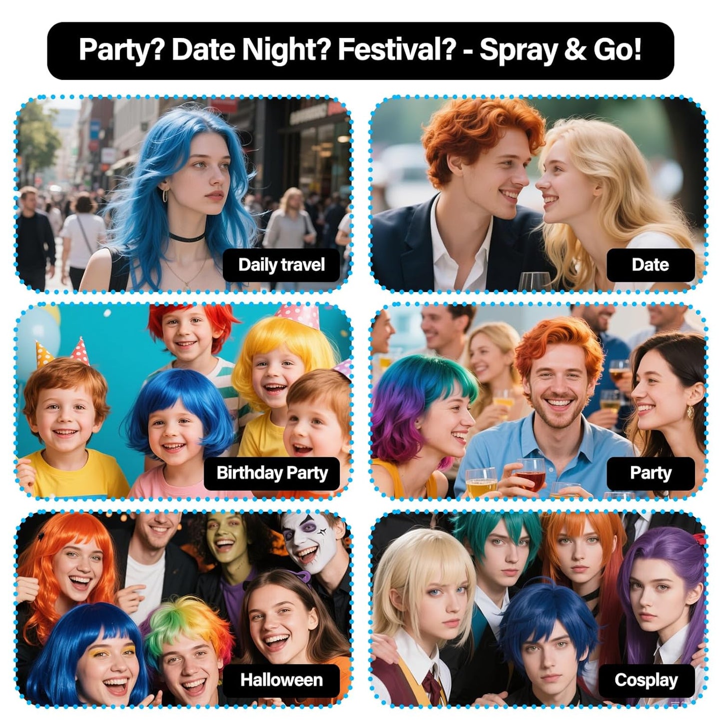 Temporary Hair Color Spray - Washable Hair Dye for Kids & Adults | Perfect for Cosplay, Halloween & Parties (4.06 oz)