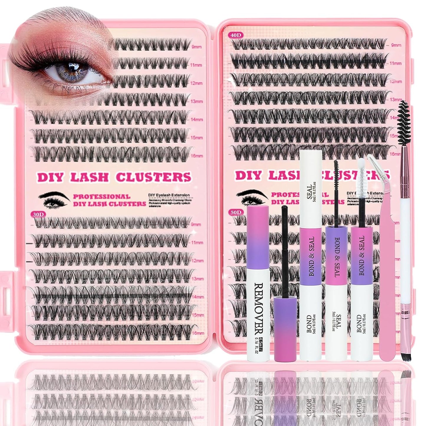 Eyelash Clusters Kit - 560 Pcs Fluffy D Curl Individual Lash Extensions | 9-16mm Length