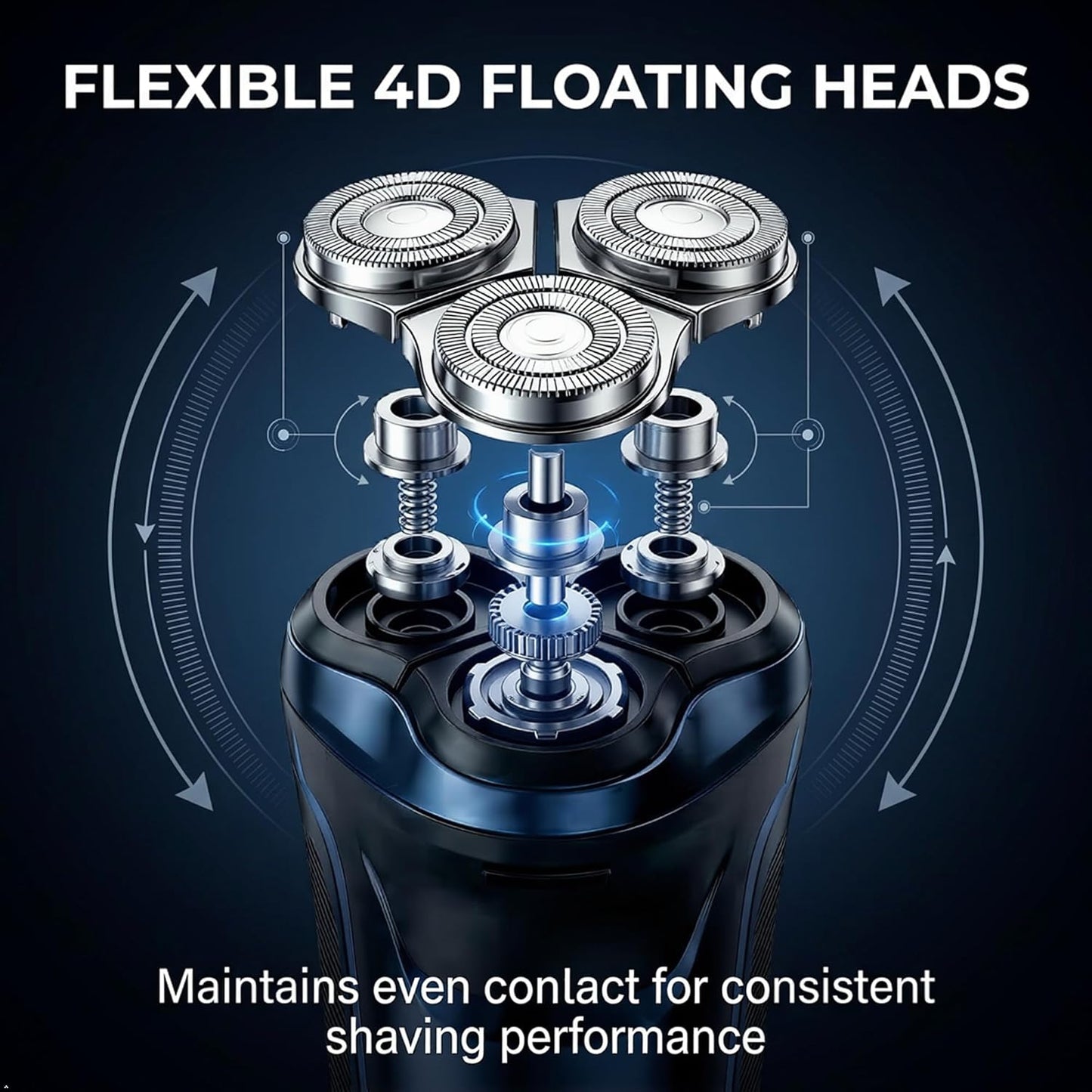 Electric Rotary Shaver for Men - 2-in-1 USB Rechargeable Razor with 4D Floating Heads & Pop-Up Trimmer | Waterproof, LCD Display, 90 Min Runtime