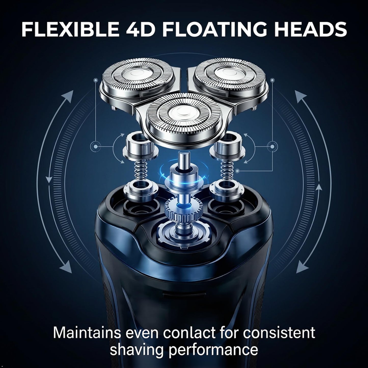 Smart 2-in-1 Electric Rotary Shaver for Men with 4D Floating Heads & Pop-Up Trimmer - USB Rechargeable, Wet & Dry Waterproof Razor with LCD Display (90 Min Runtime)