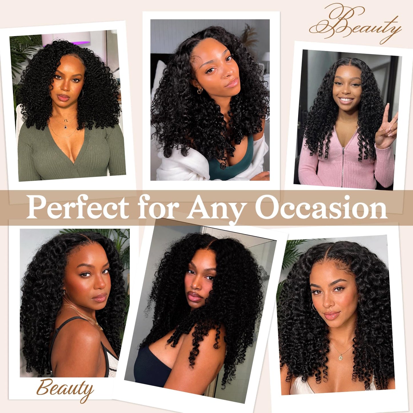 Burmese Curly V Part Half Wig - 220% Density, 16 Inch, 100% Human Hair | Easy Wear & Go Style