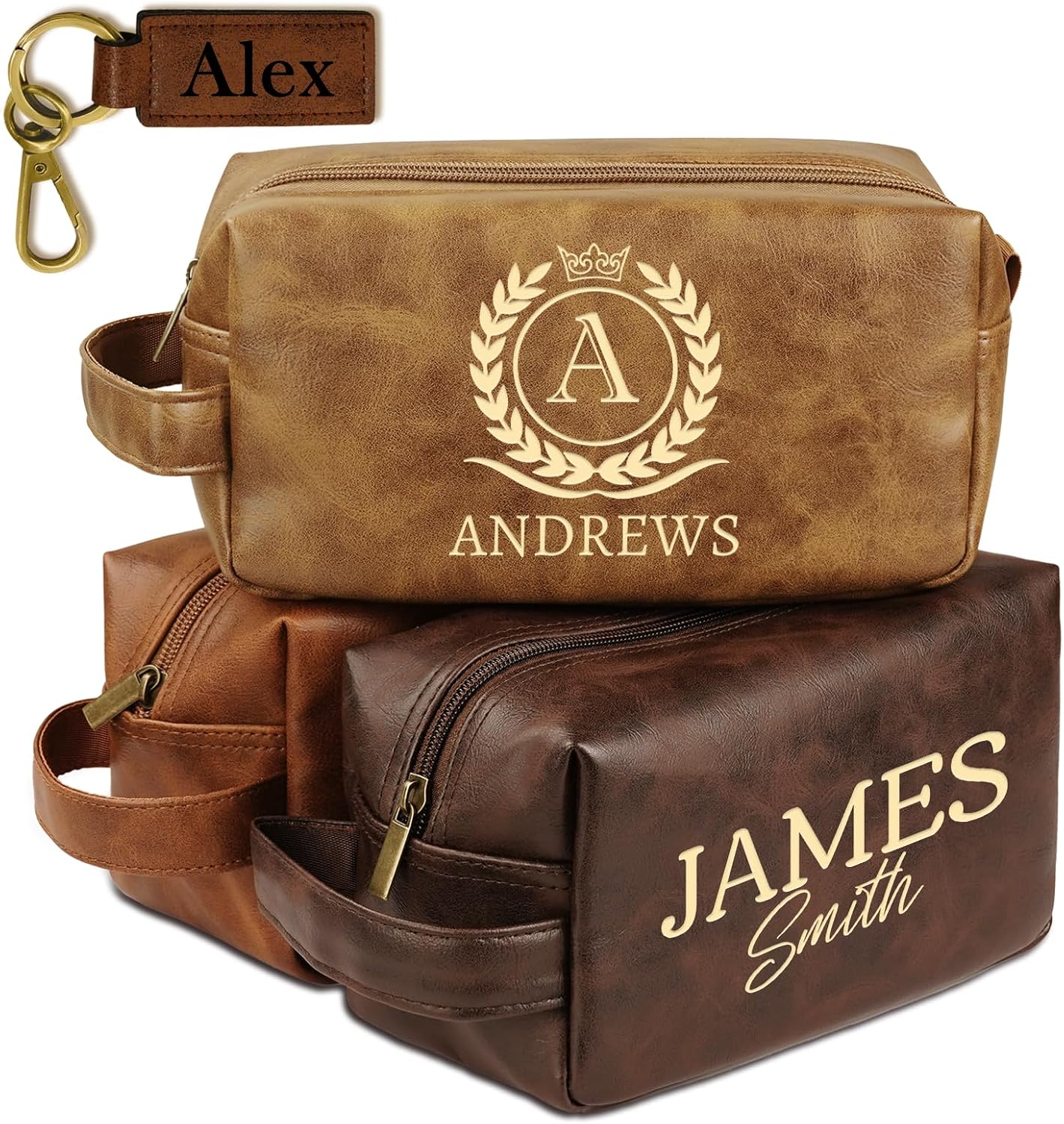 Personalized Toiletry Bag for Men - Custom Leather Travel Shaving Kit | Unique Gift for Dad, Husband, Son, or Groomsmen