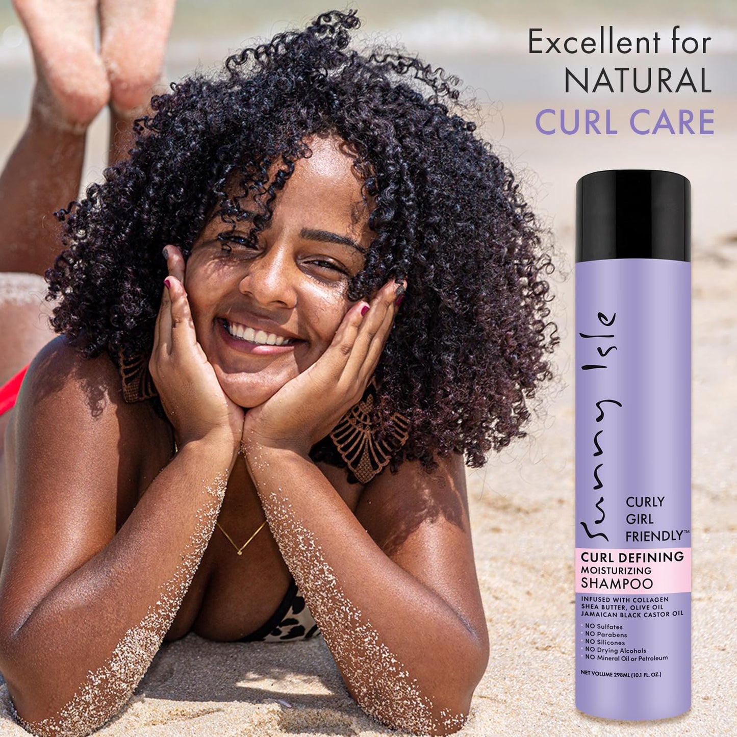 Sunny Isle Curl Defining Shampoo - Moisturizing & Hydrating for Curly, Wavy, Coily Hair | 10.1oz