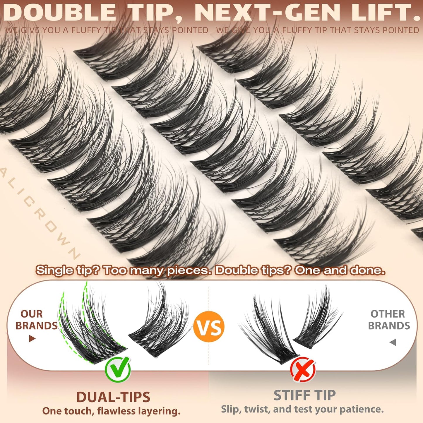 Manga Eyelash Clusters - Wispy Spiky Individual Lashes 8-14MM | 180Pcs Daily Wear Extensions