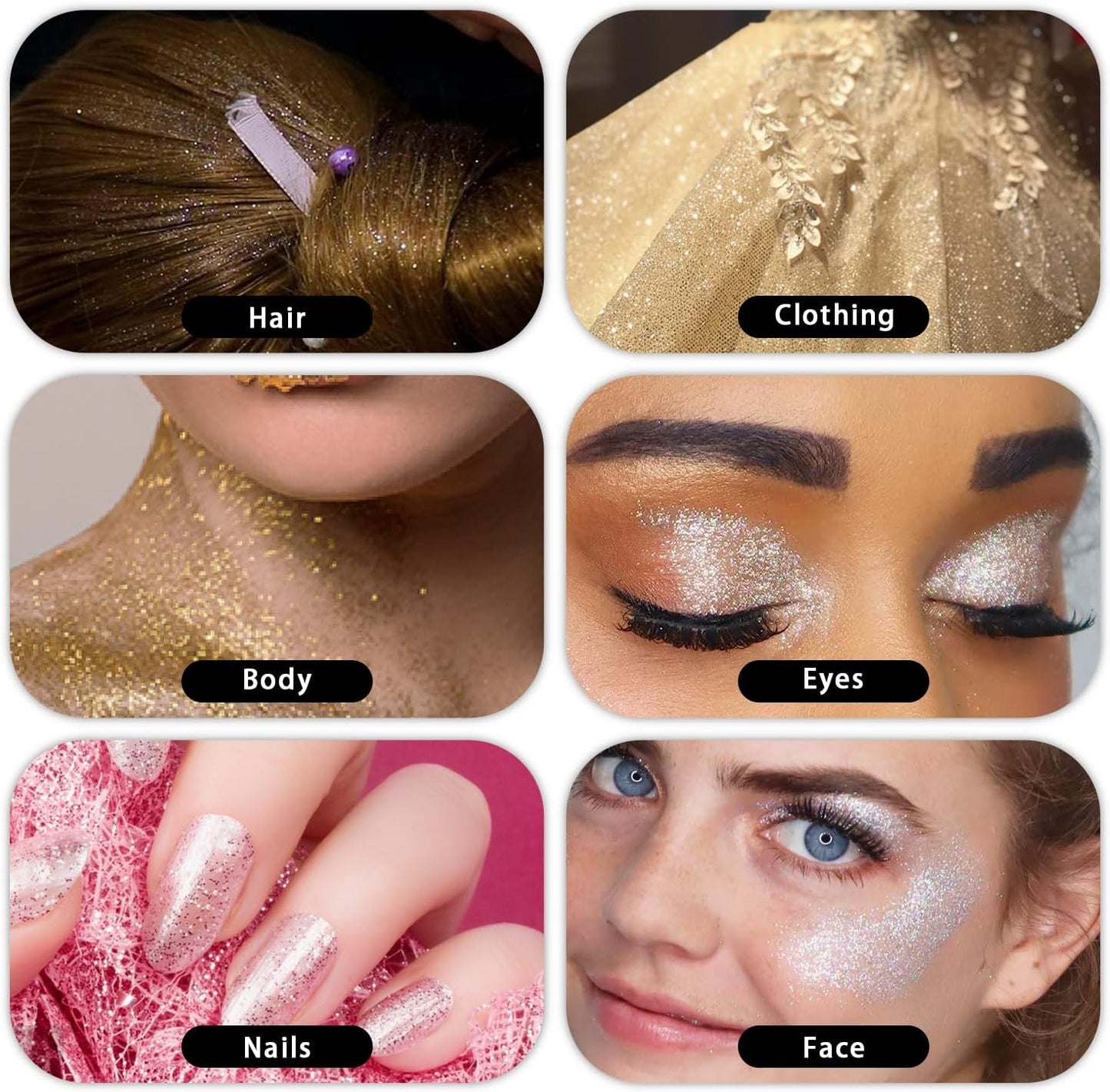 Holographic Glitter Spray for Hair & Body - Shiny Loose Highlighter Powder | 10g Pink