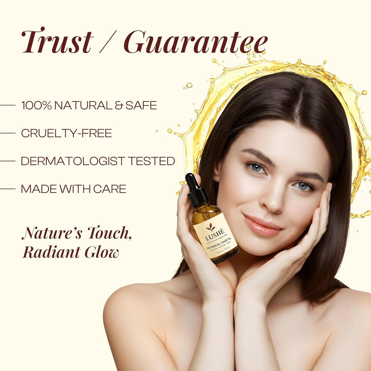 LUSHÉ Botanical Face Oil - Argan, Jojoba & Rosehip | Hydrating K Beauty Facial Oil for All Skin Types – 30ml