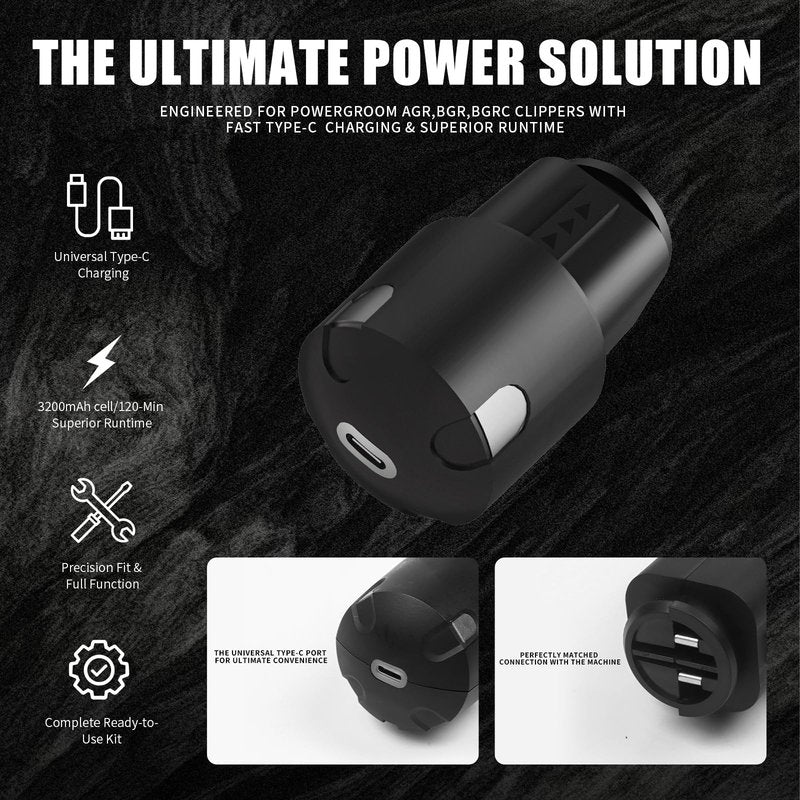 BLOTMS Upgraded Replacement Battery Compatible with Andis PowerGroom AGR,BGR,BGRC Clippers-3200mAh Long-Lasting Li-ion Power, Type-C Charging w/Fast Charge Kit (Adapter & Cable) （1 Pack）