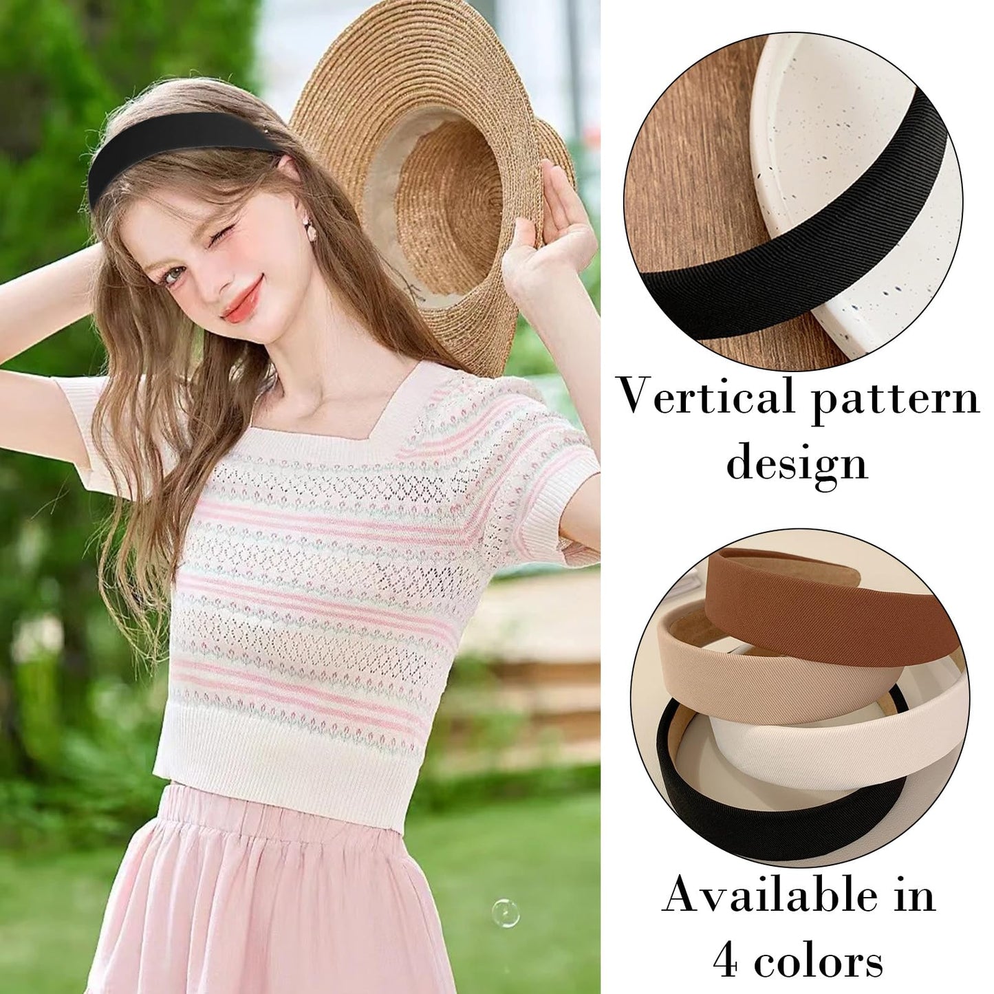 Drnytunk 4 Pack Knotted Wide Headbands for Women Girls Cute Head Wrap in Solid Color Non-slip Hair Accessories